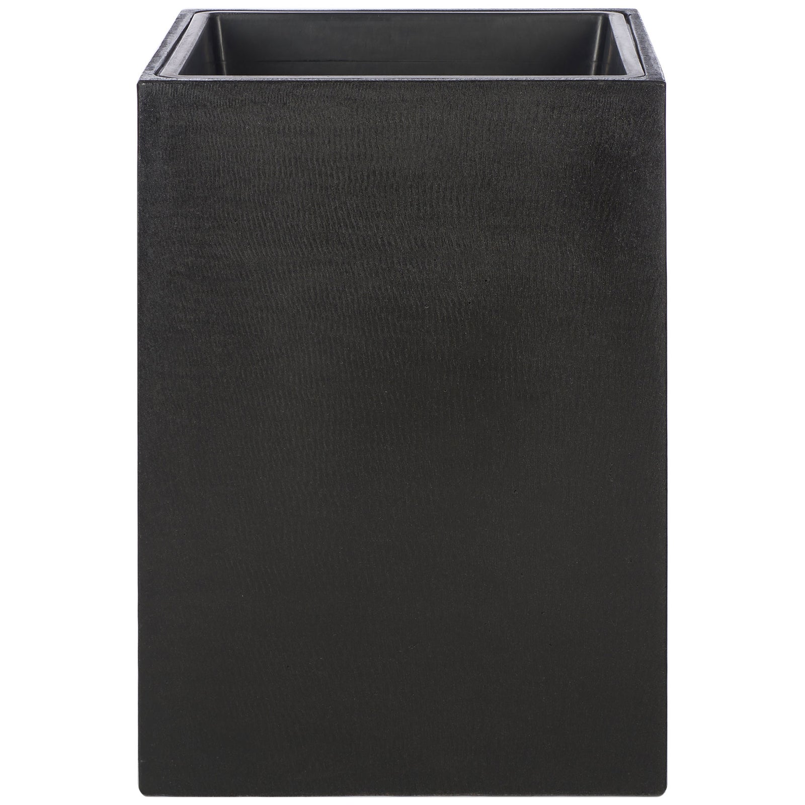 This tall black planter pairs a crisp square silhouette with a subtly textured finish. || PAT1521A || front_studio