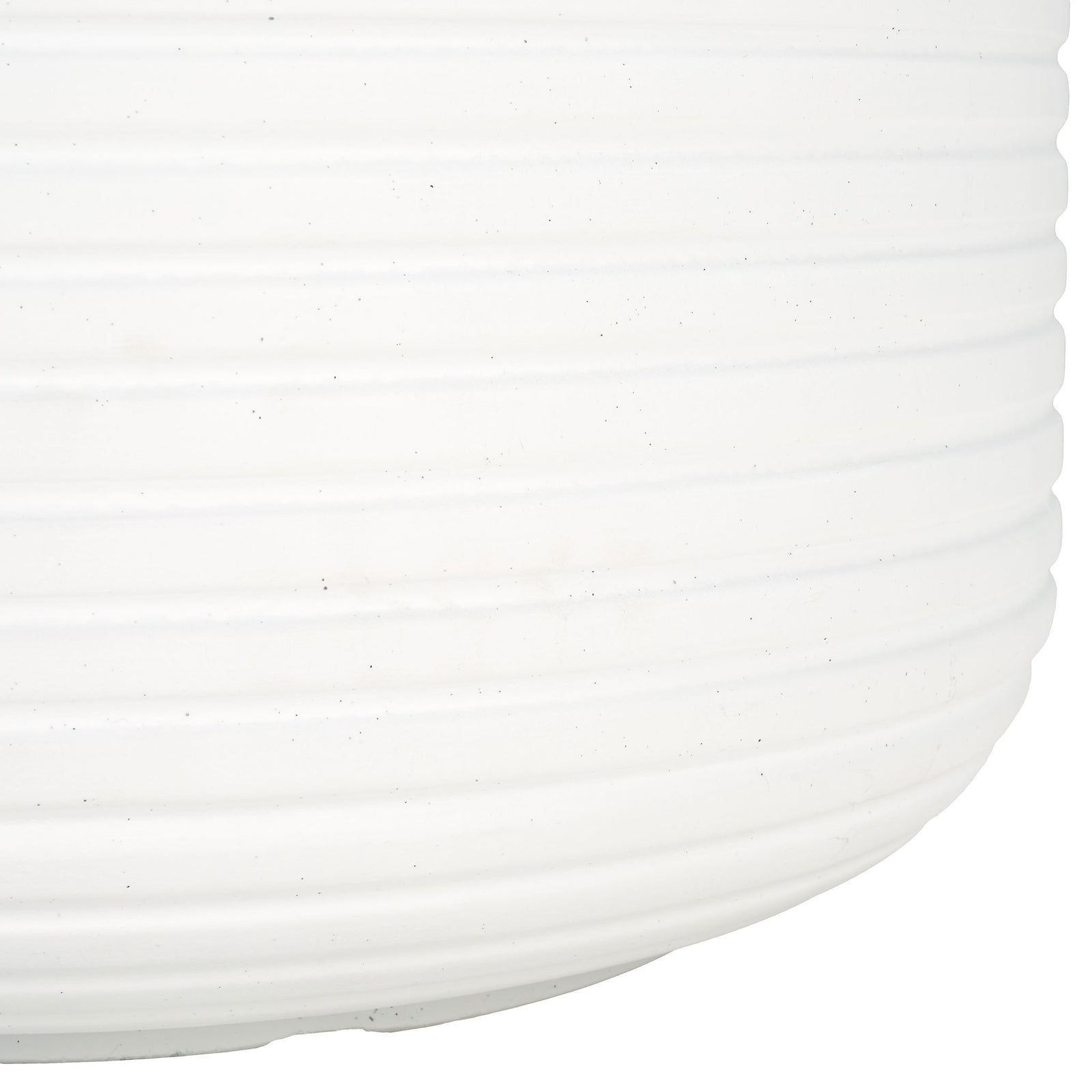 The white planter's gently curved base blends into its closely spaced horizontal ribs || PAT1530C-SET2 || leg_studio