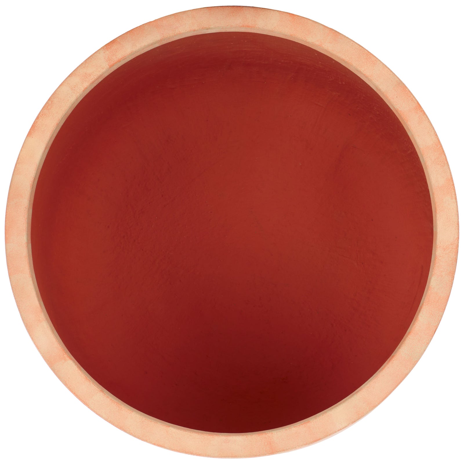 A broad terracotta rim surrounds a deep rust-red interior ready for abundant greenery || PAT1531D || top_studio
