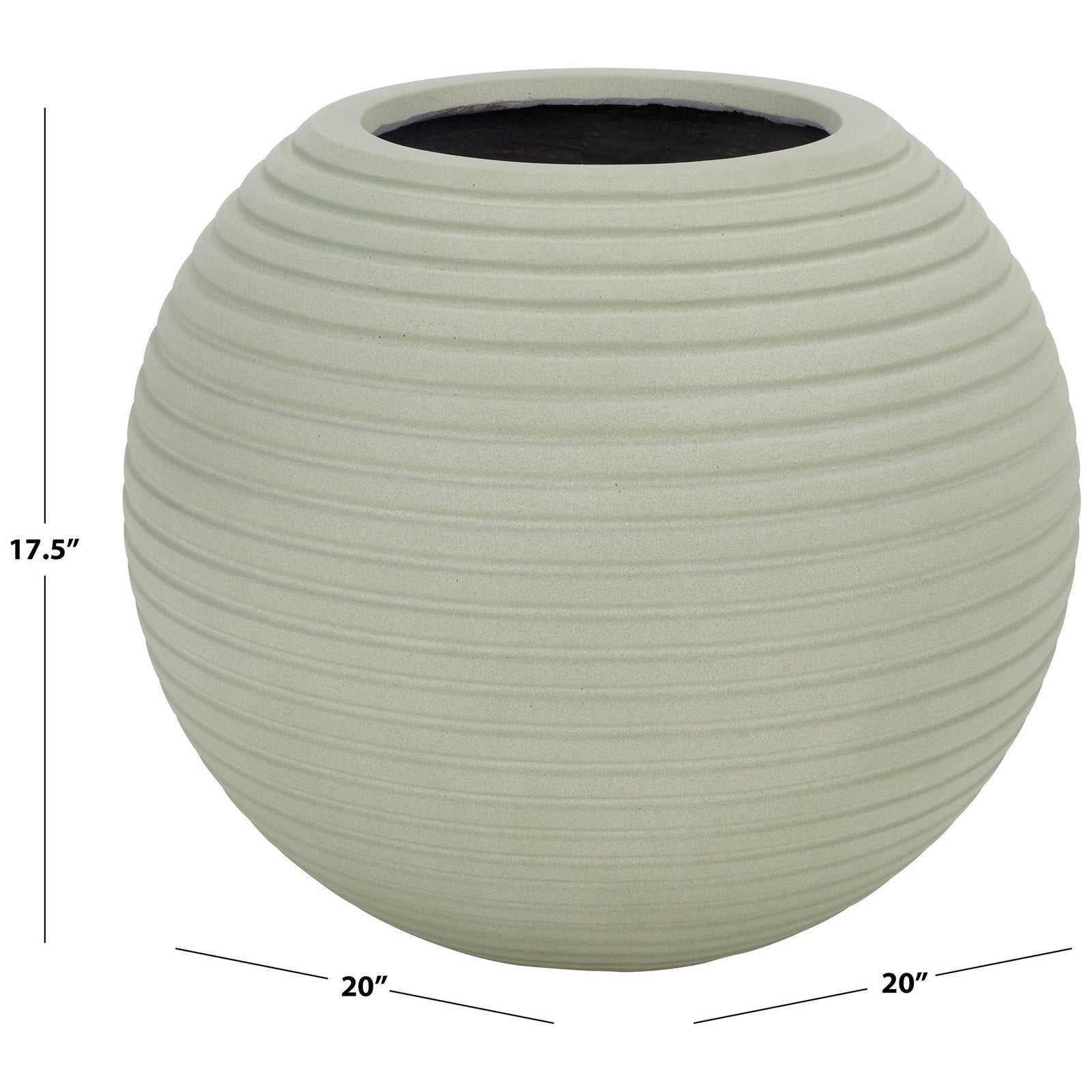 Sage ribbed planter measures about 20 inches across and 17.5 inches high. || PAT1534E || dimension_studio