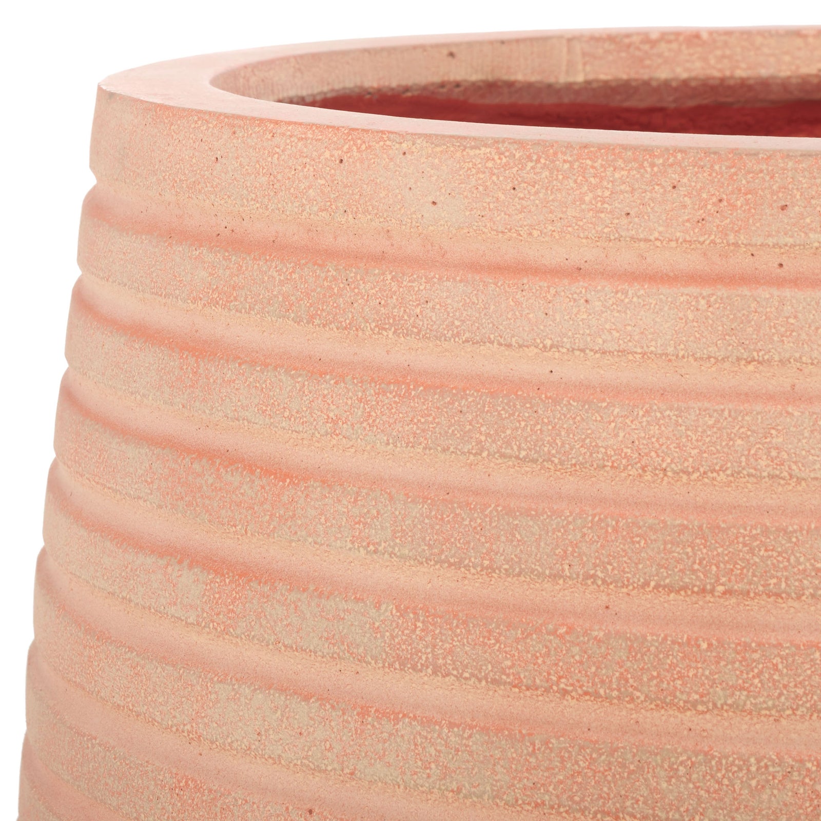 Warm terracotta tones and raised bands give the planter an earthy texture || PAT1535D-SET2 || detail_studio