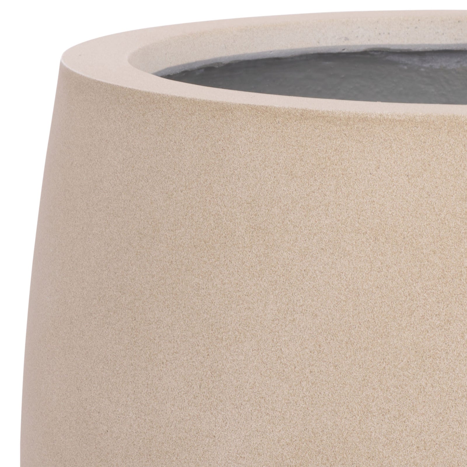 A thick rounded rim and softly speckled beige finish give the planter an organic look || PAT1545B || detail_studio