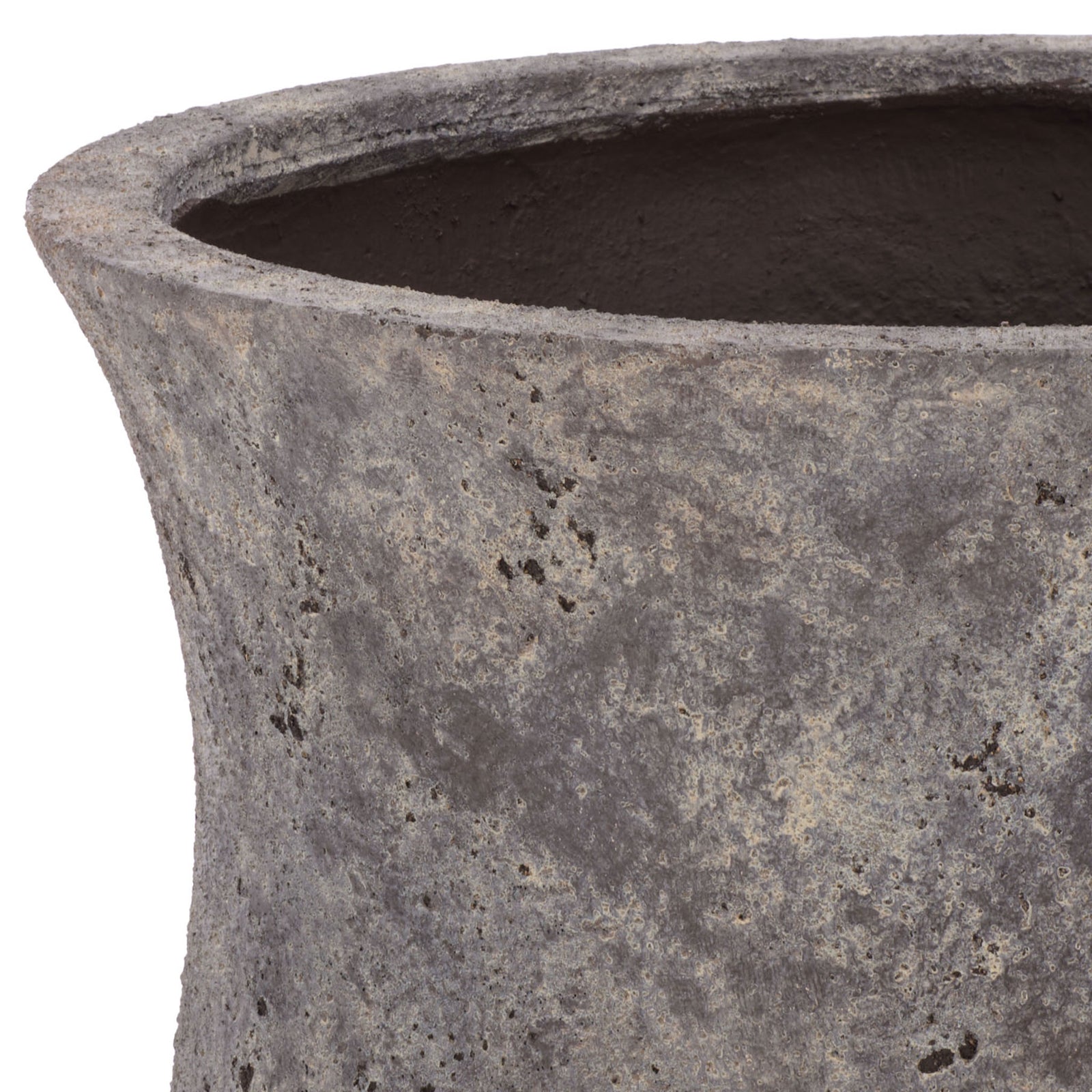 The gently flared lip meets a deep bowl with a rugged antique brown texture || PAT1548A || detail_studio