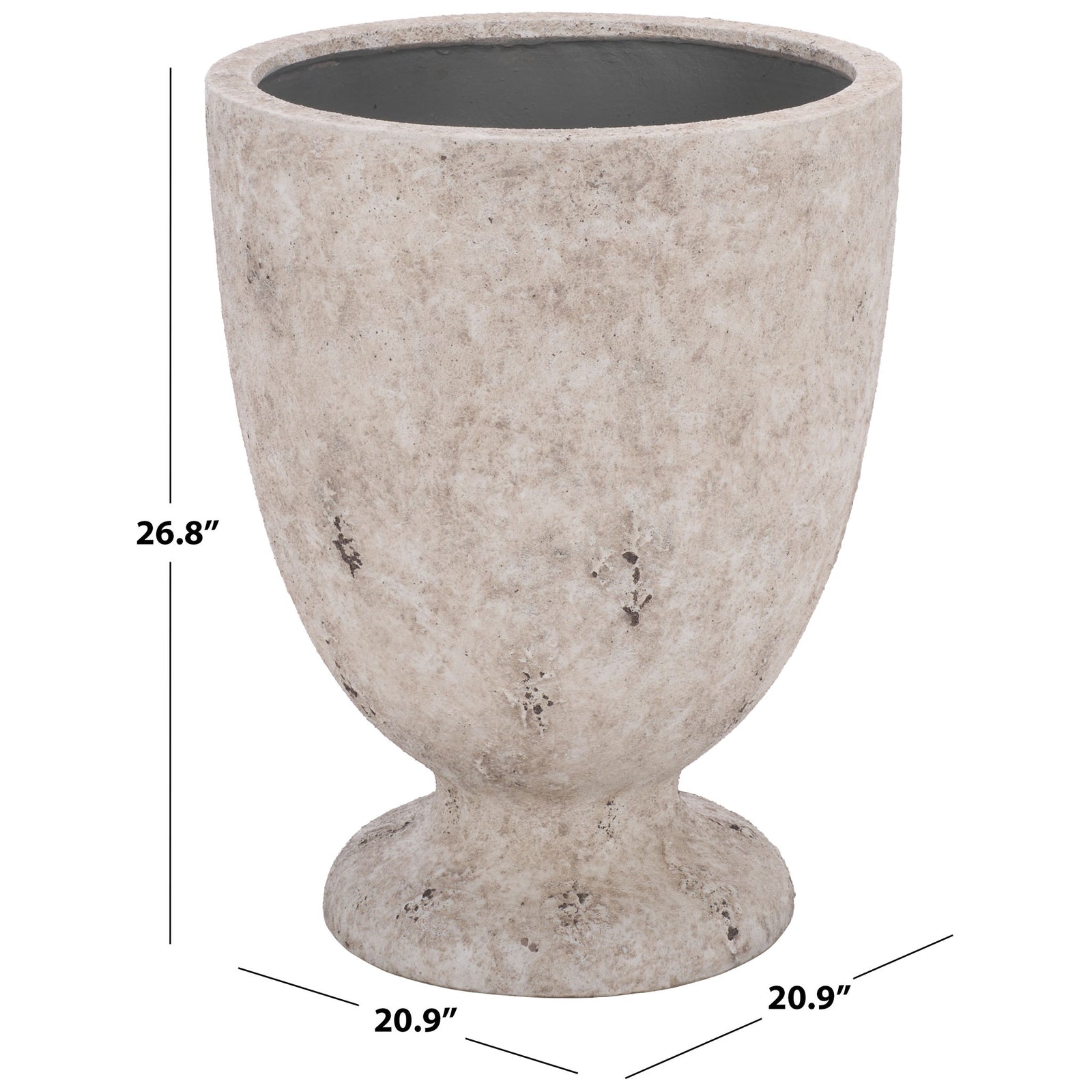 The large antique white planter measures 20.9 inches across and 26.8 inches tall. || PAT1550B || dimension_studio