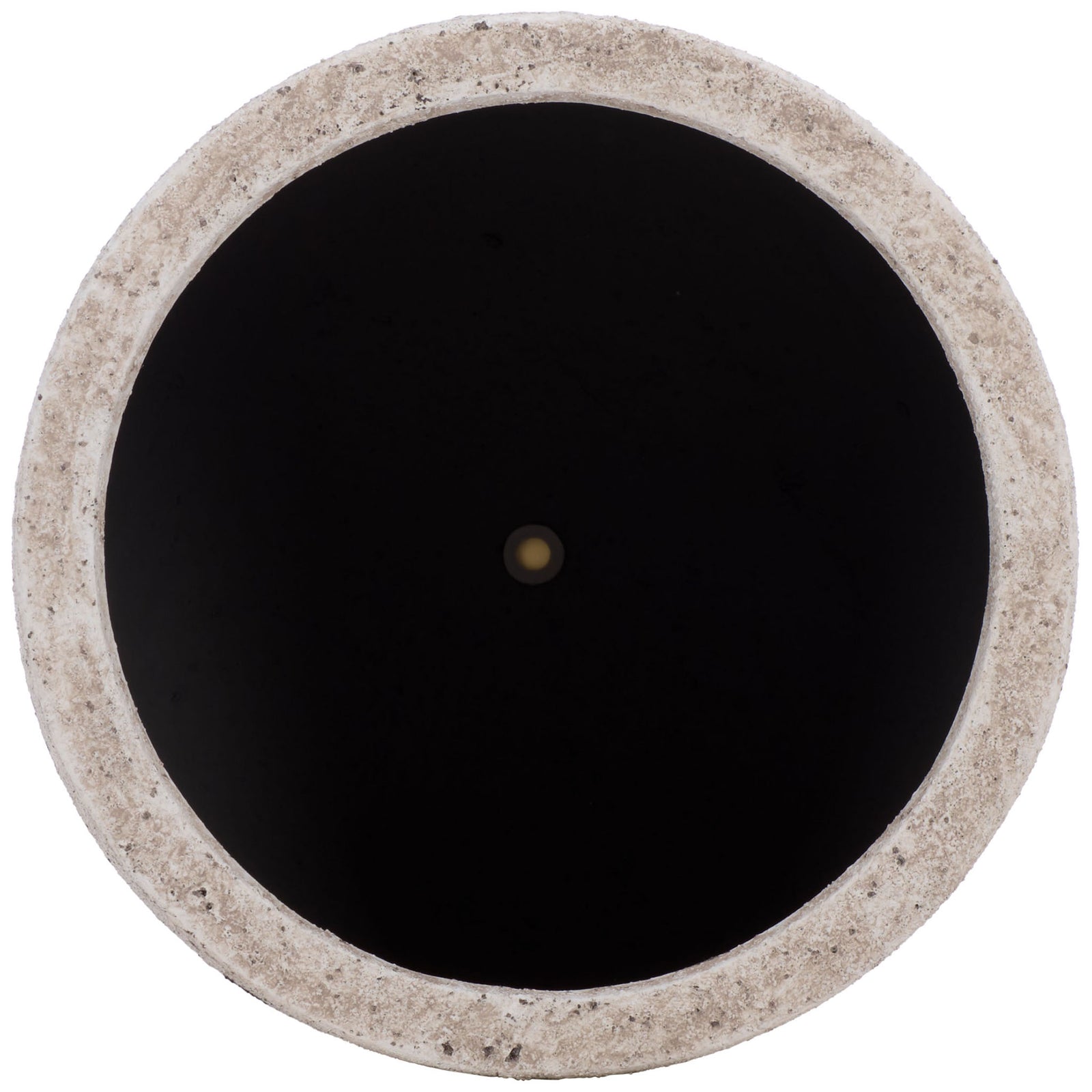 The large planter's generous round opening is edged by a sturdy, weathered white rim. || PAT1552B || top_studio