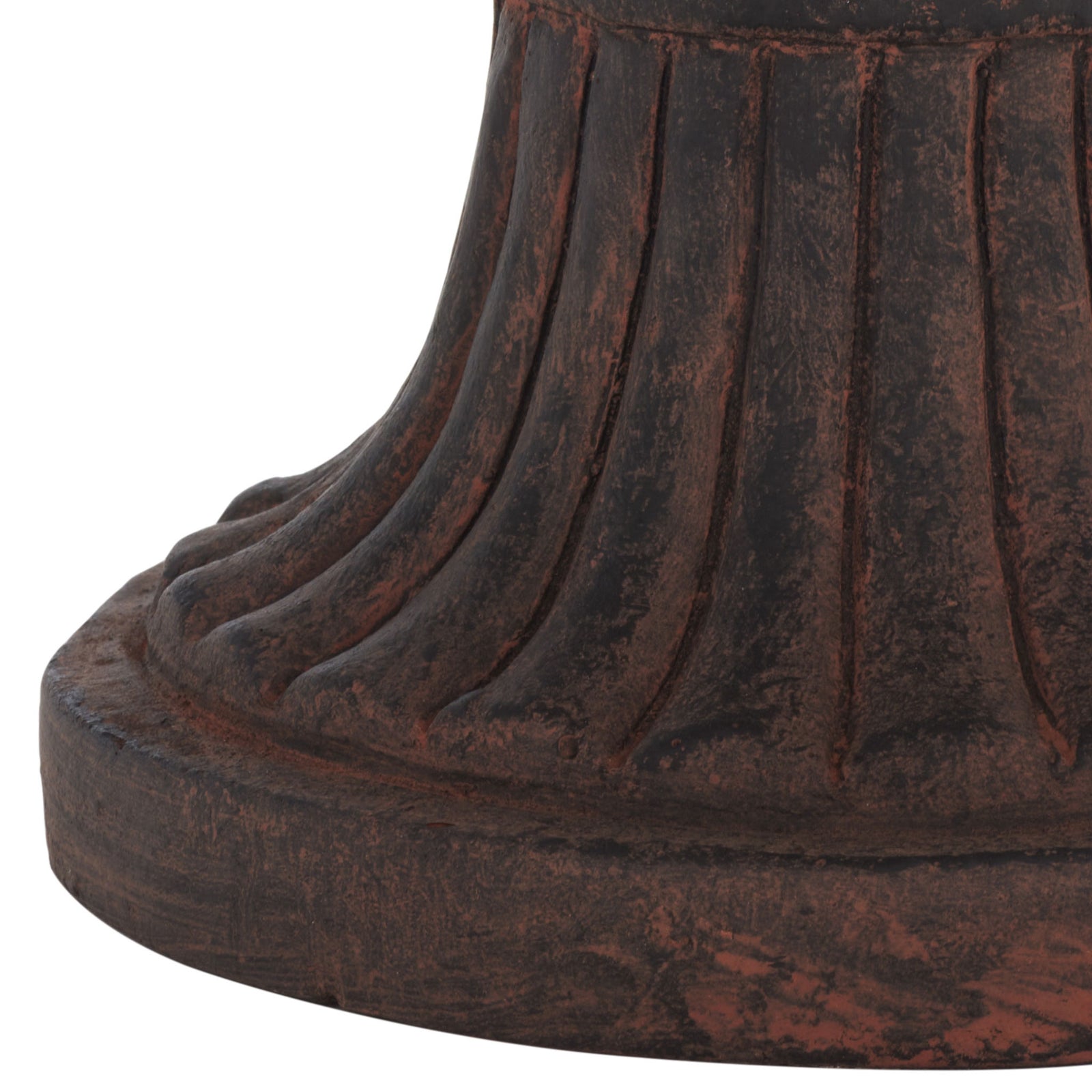 Grooved pedestal flares into a rounded base with distressed brown highlights. || PAT5037B || leg_studio
