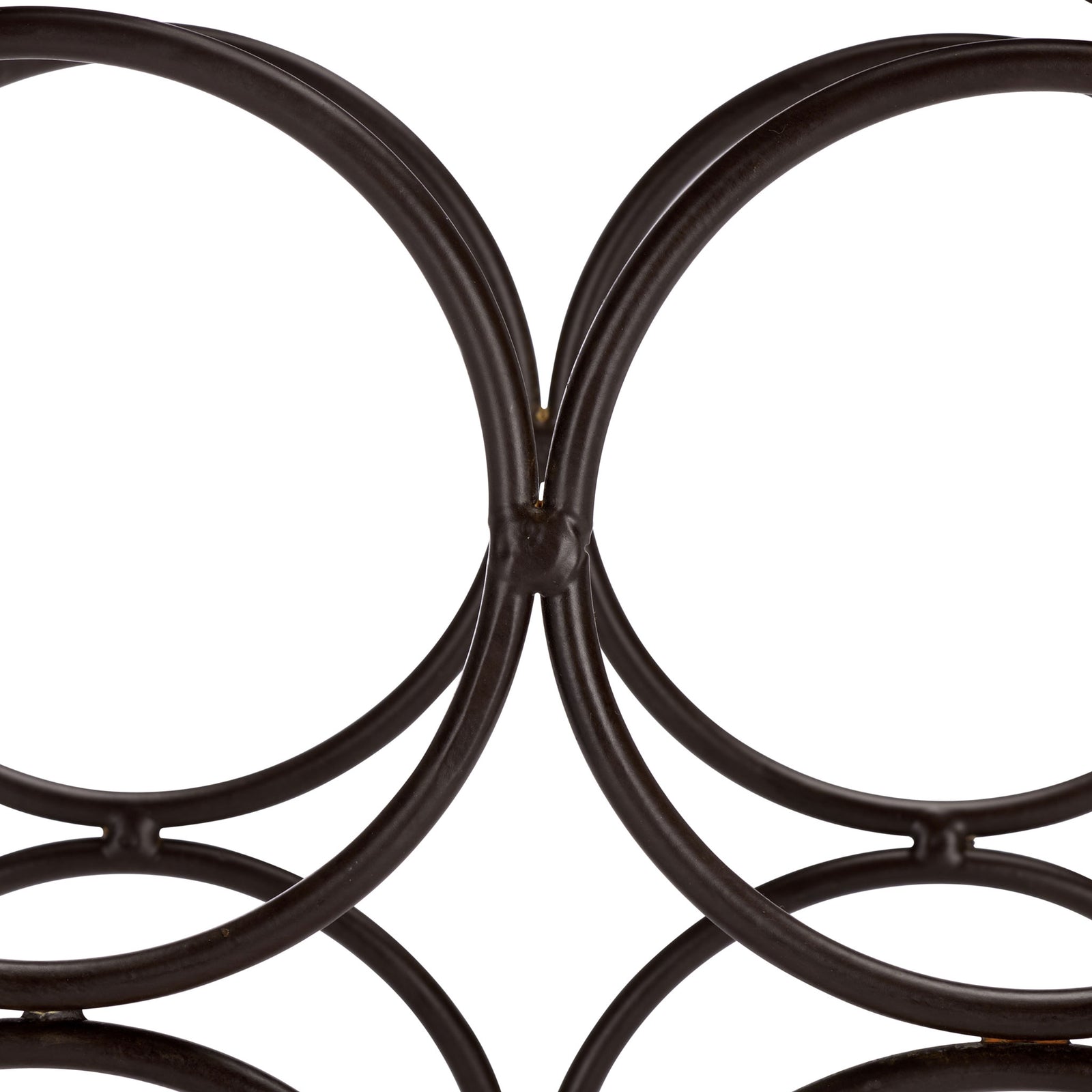 Linked brown iron rings offer separate resting places for favorite wines. || PAT5041B || storage_studio