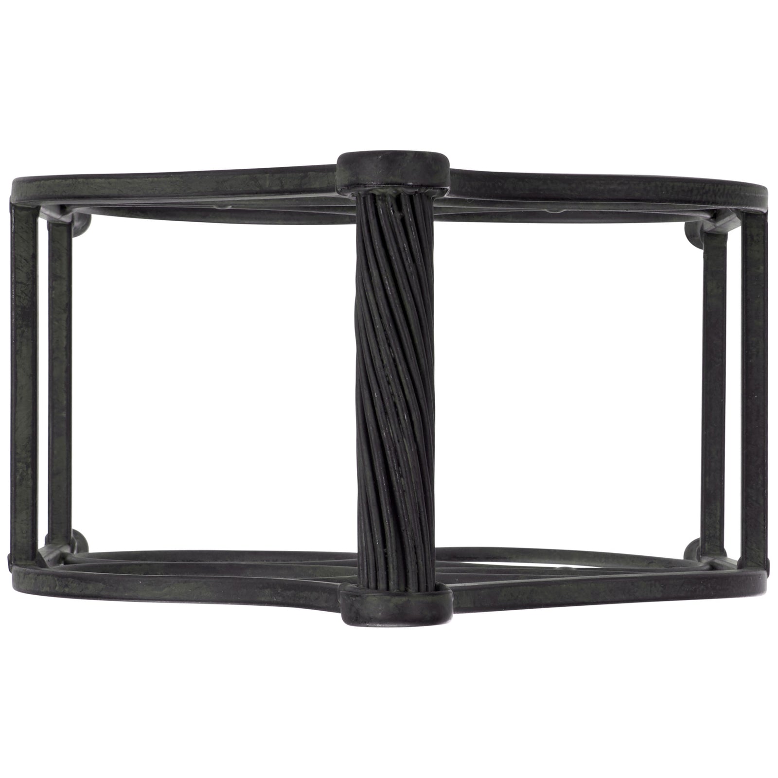 A textured black iron handle connects the rack's streamlined curved sides. || PAT5041E || top_studio