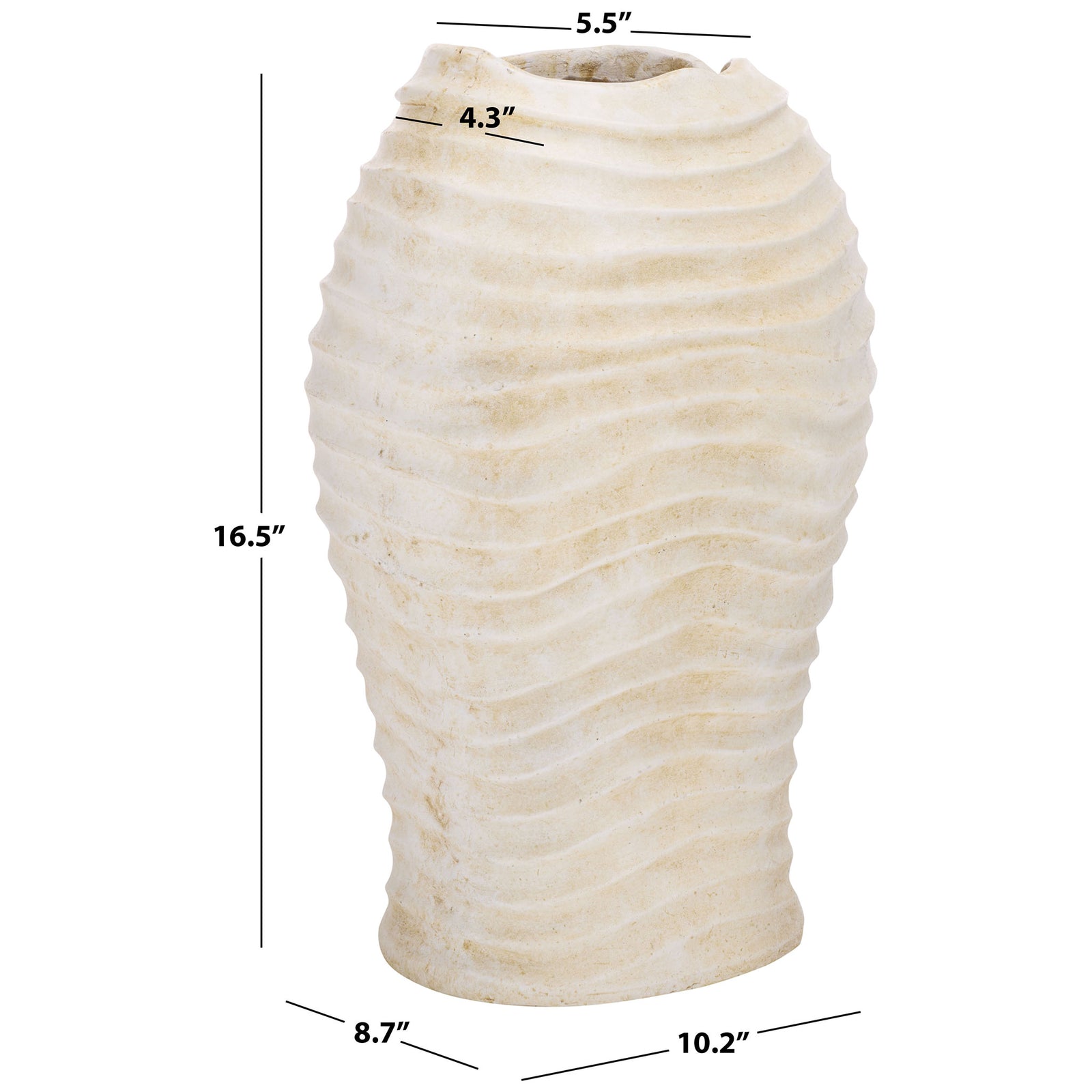 Off-white planter measures 16.5 inches tall, 10.2 inches wide, and 8.7 inches deep || PAT5043A || dimension_studio