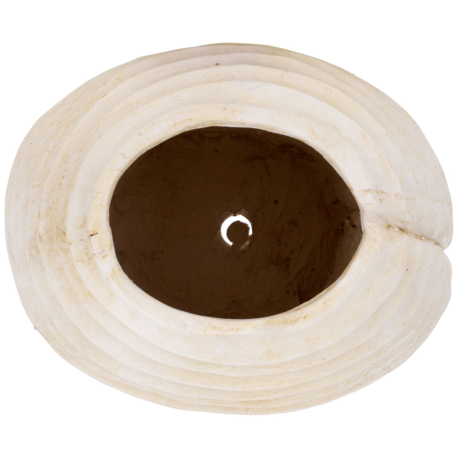 An irregular oval opening is encircled by off-white ridges, with a drainage hole below || PAT5043A || top_studio