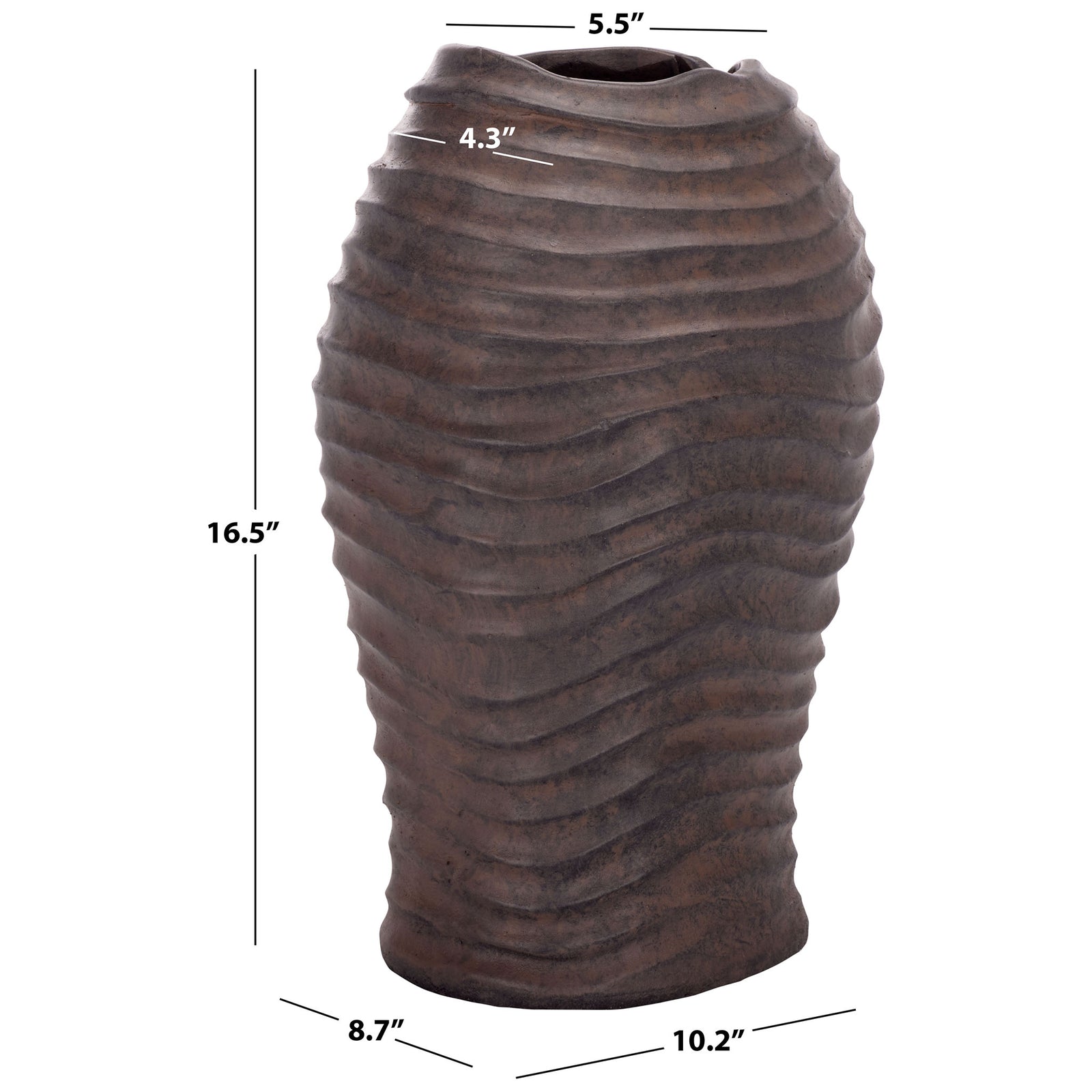 At 16.5 inches tall, the brown planter measures 10.2 inches wide and 8.7 inches deep || PAT5043B || dimension_studio