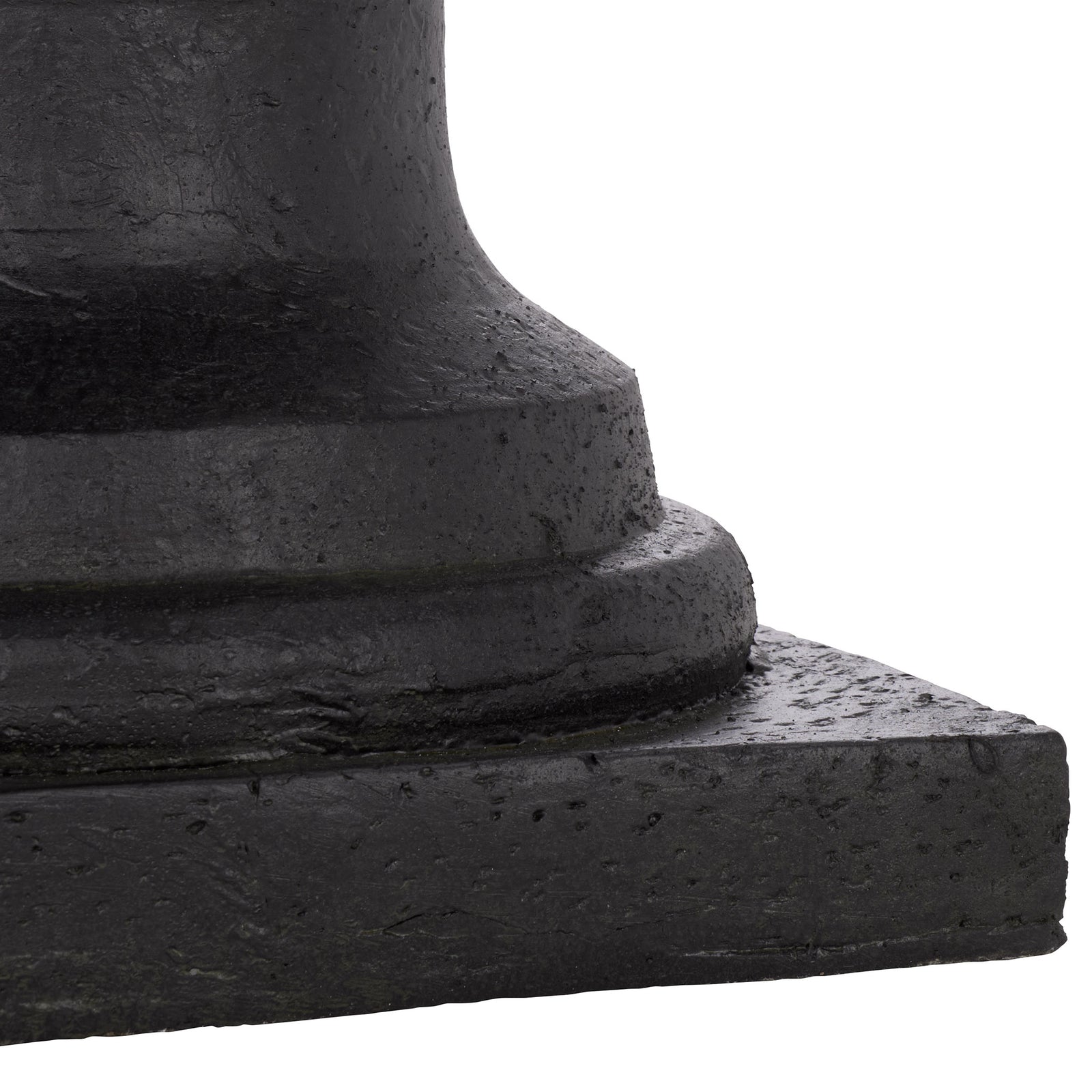 Stepped pedestal and square base feature a textured black finish || PAT5047E || leg_studio