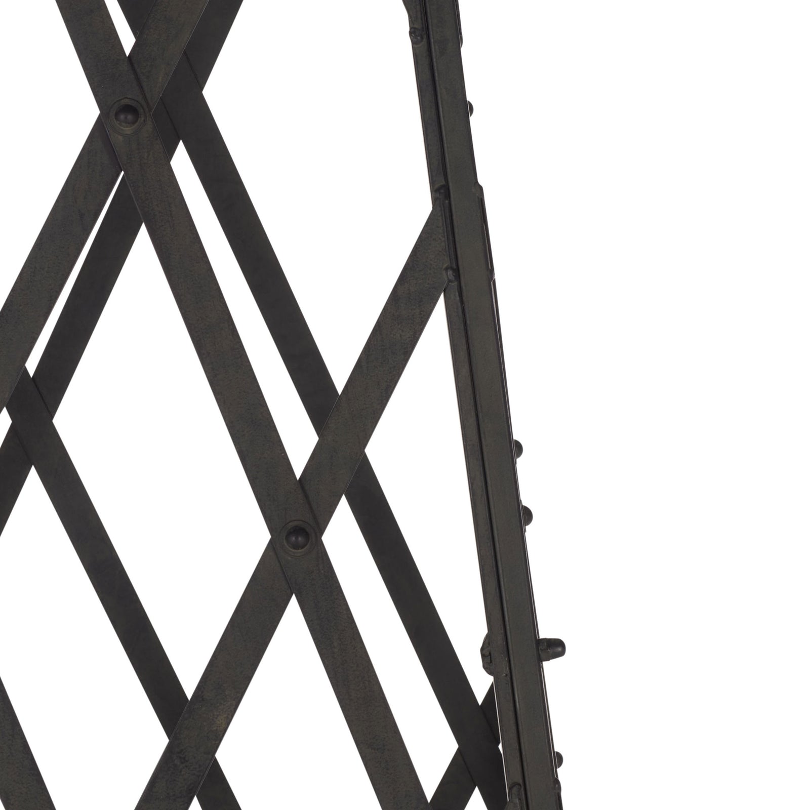 Black iron strips cross in a diamond pattern to give climbing plants graceful support. || PAT5048E || detail_studio