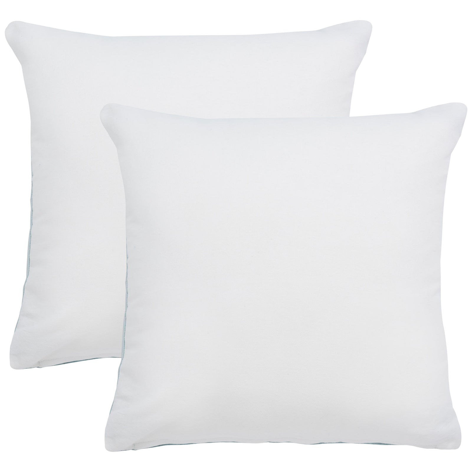 Two aqua pillows reverse to crisp white cotton backs with gently rounded corners || PLS503B-2222-SET2 || back_multi_studio
