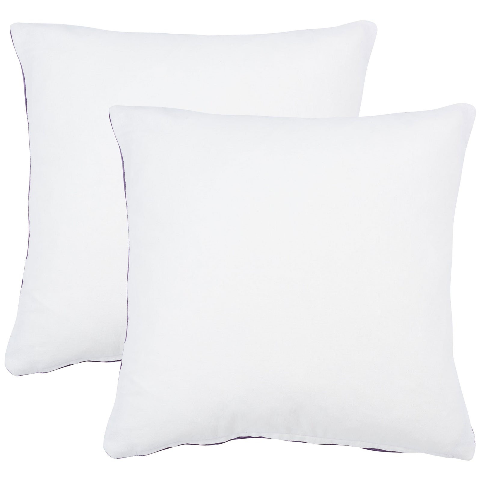 Smooth white cotton backs lend a crisp contrast to this deep purple pillow pair || PLS503E-1818-SET2 || back_multi_studio