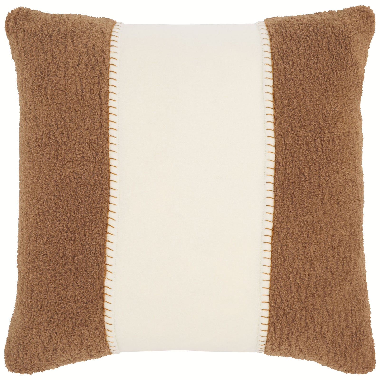 Plush camel panels frame a smooth ivory center with decorative stitched seams || PLS7222B-2020 || front_studio