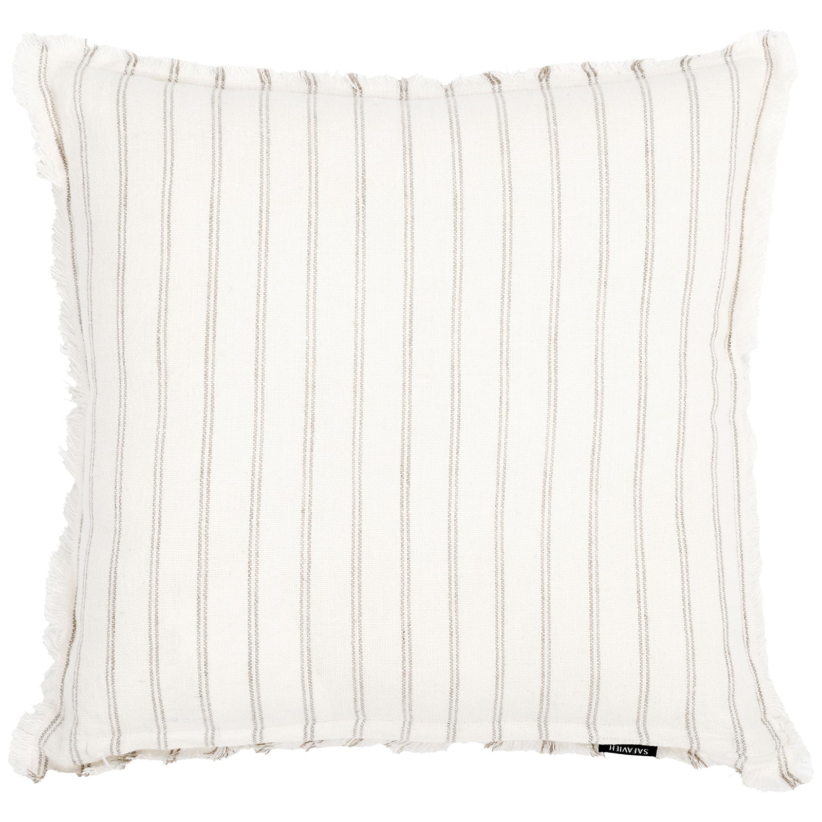 Softly textured ivory linen pairs slender natural stripes with relaxed frayed edges || PLS8007A-2020 || back_studio