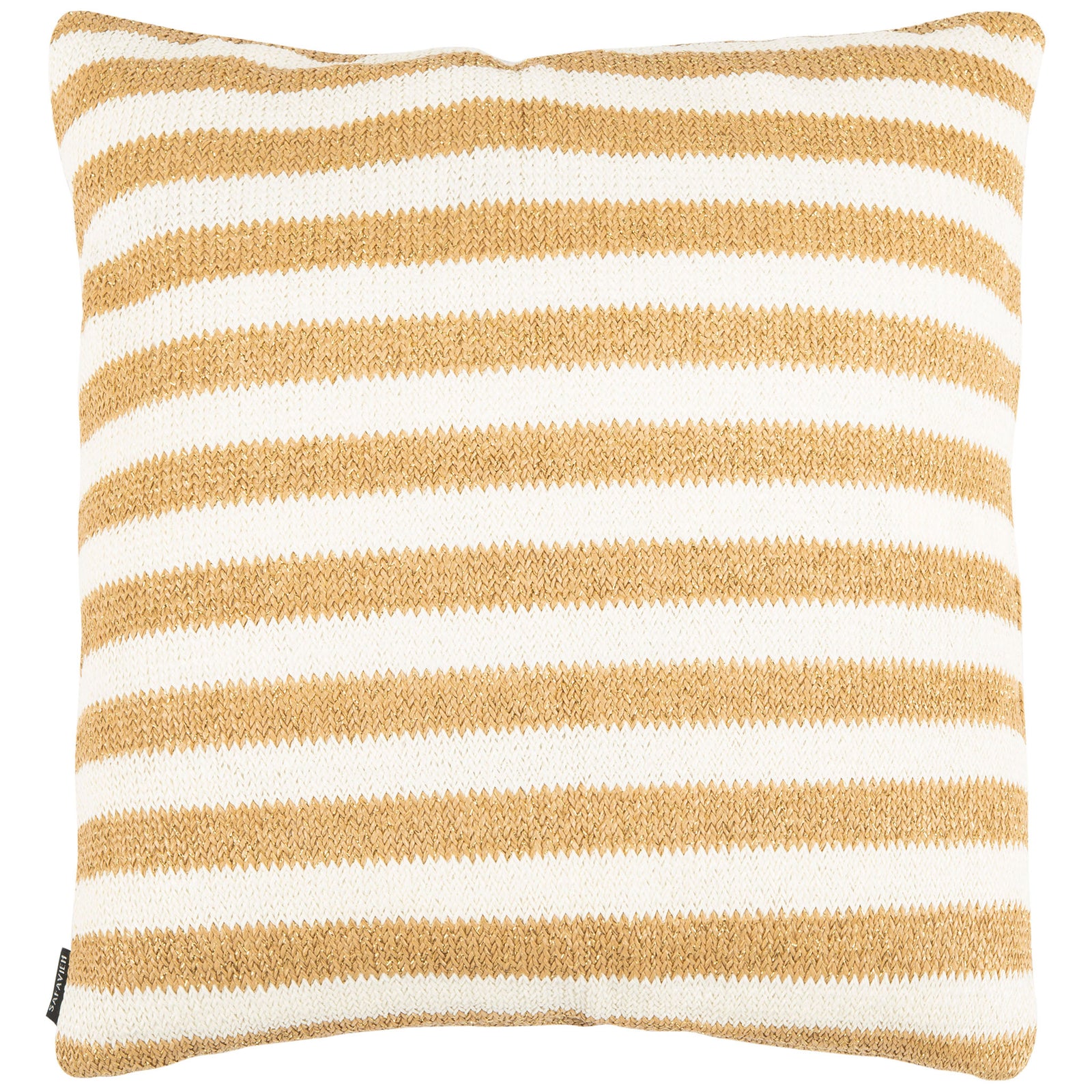 Gold and white woven stripes give this square accent pillow a fresh, textured look || PPL259A-2020 || front_studio