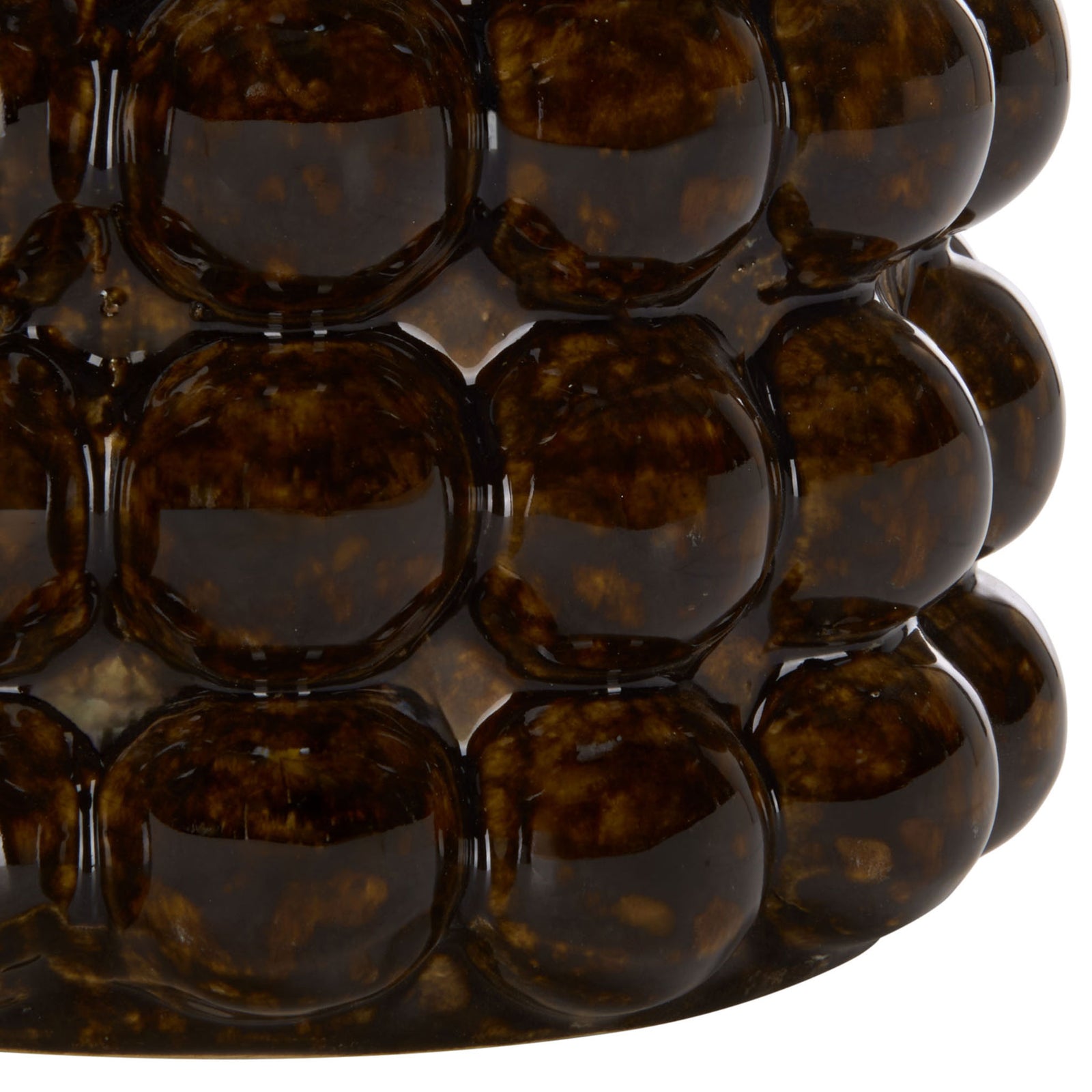 A gently rounded base meets rows of raised beads in a deep, glossy brown glaze. || RDC4061A-SET2 || leg_studio