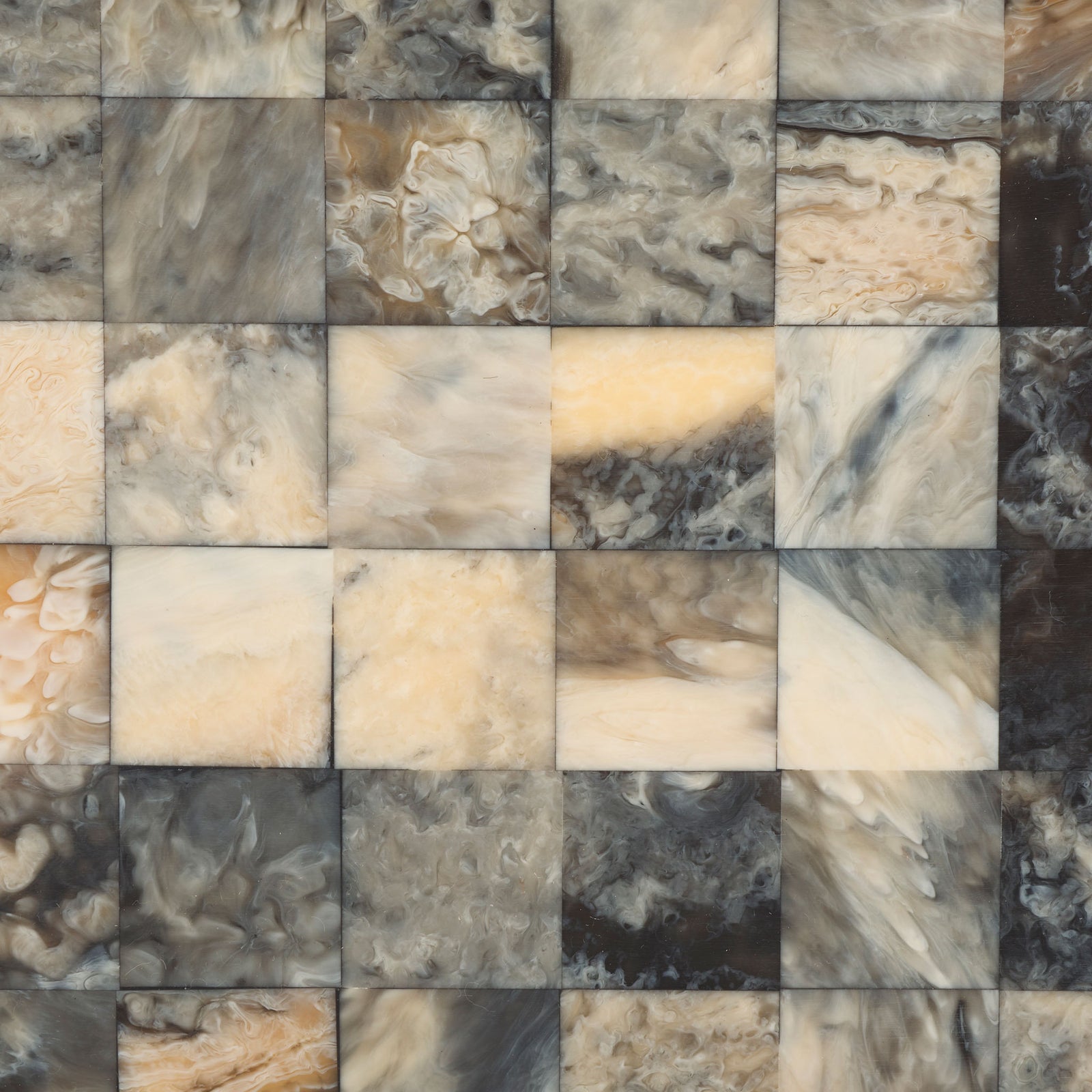 Tiny marbled squares blend veined ivory, smoky gray, and warm honey brown. || RDC5004A-SET2 || swatch_studio
