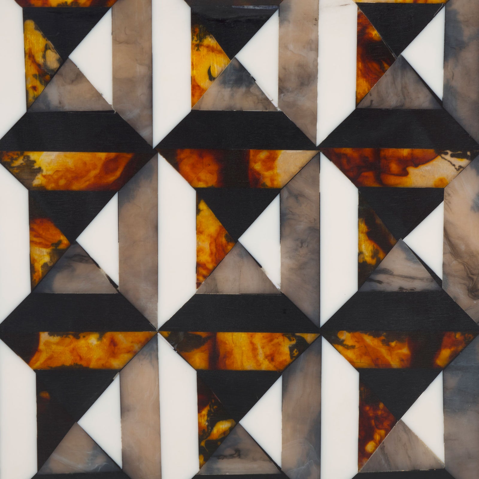 Ivory triangles, smoky brown pieces, and fiery amber accents create a striking mosaic pattern || RDC5006A-SET2 || swatch_studio