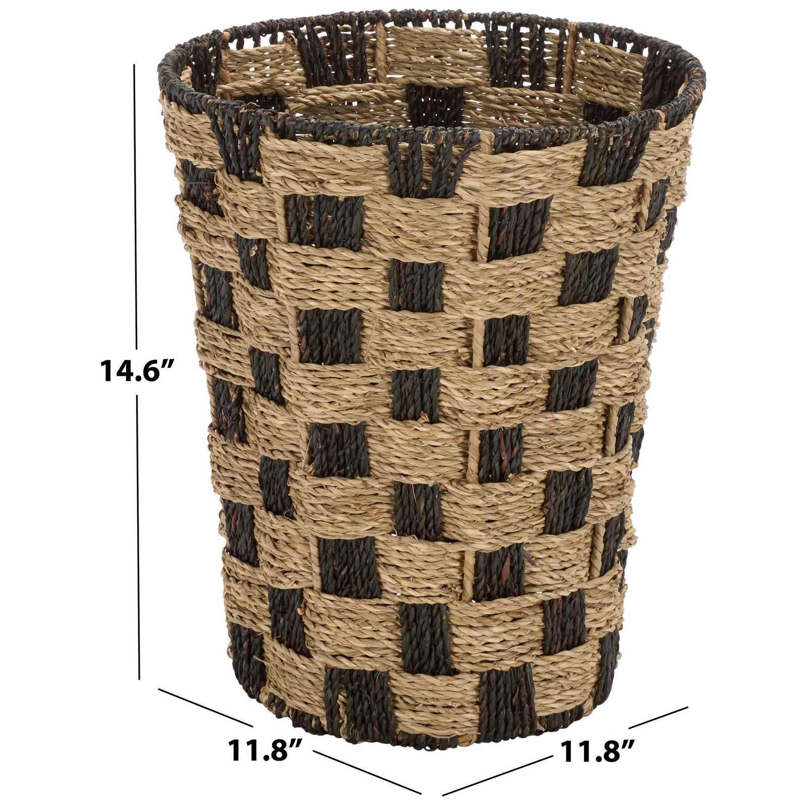 A 14.6-inch-tall woven basket offers storage in an 11.8-inch-wide footprint || STG1824A || dimension_studio