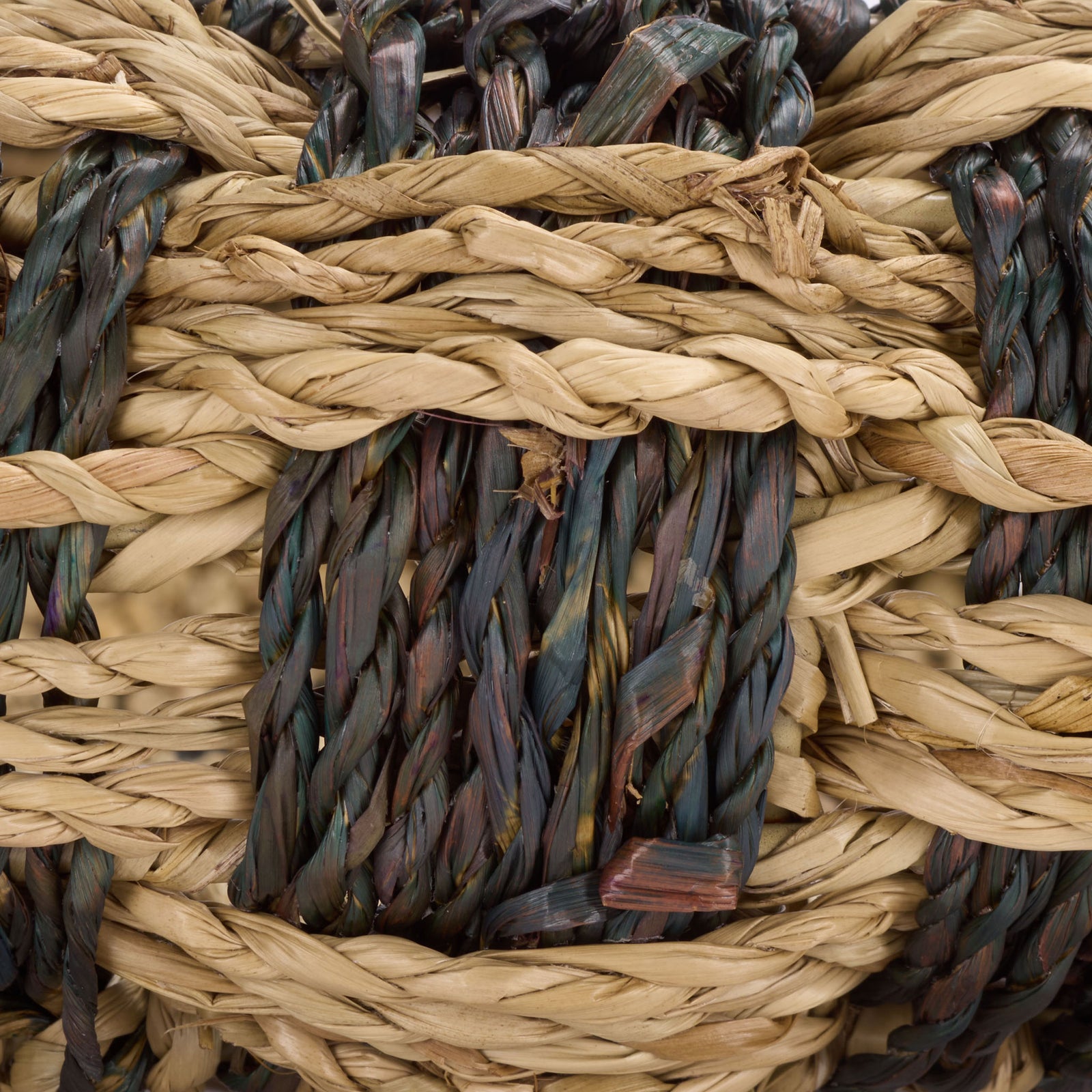 Natural seagrass braids crisscross dark strands in a richly textured checkered weave || STG1825A-SET2 || swatch_studio