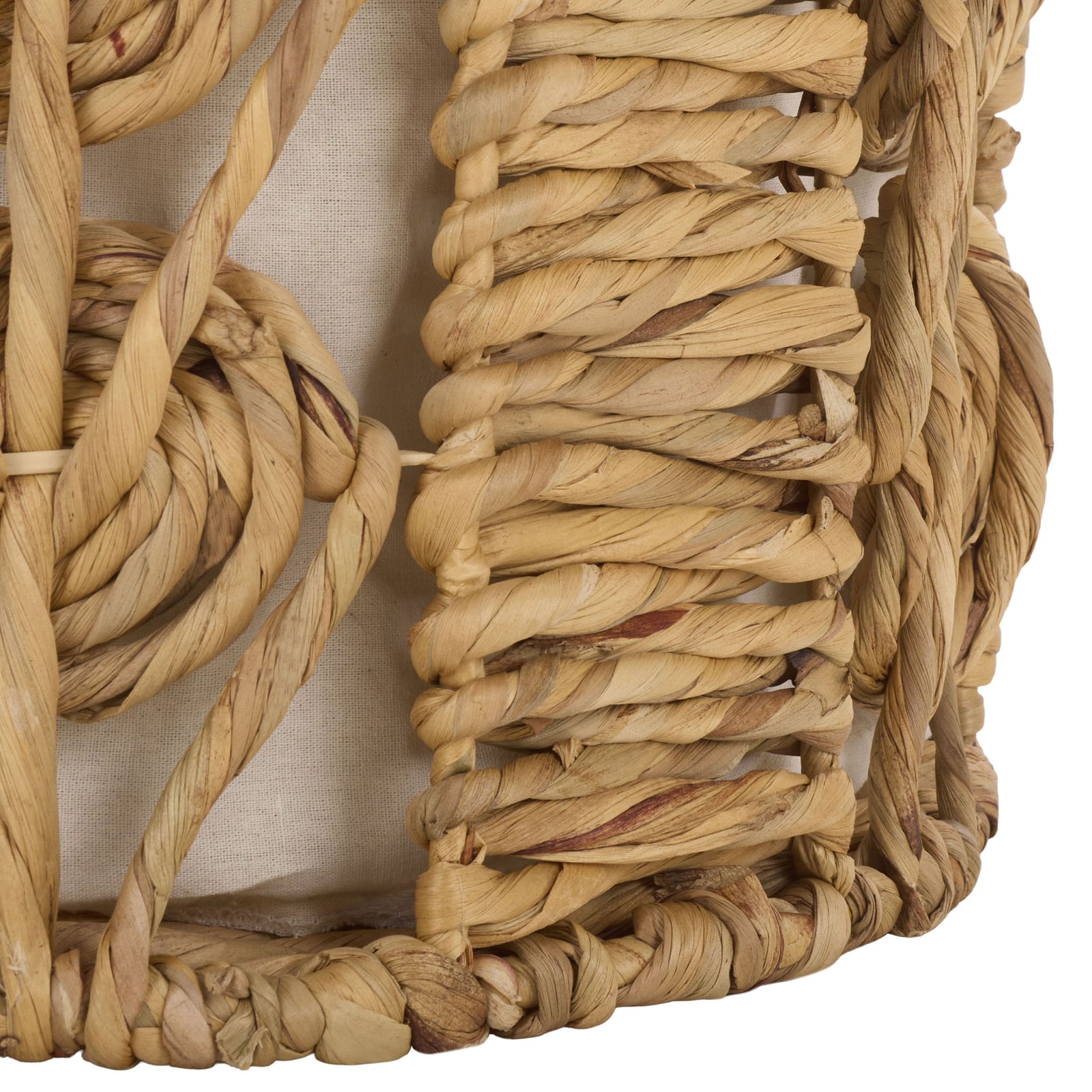 Chunky water hyacinth strands and a woven base lend the basket handcrafted texture. || STG1831A-SET2 || detail_studio