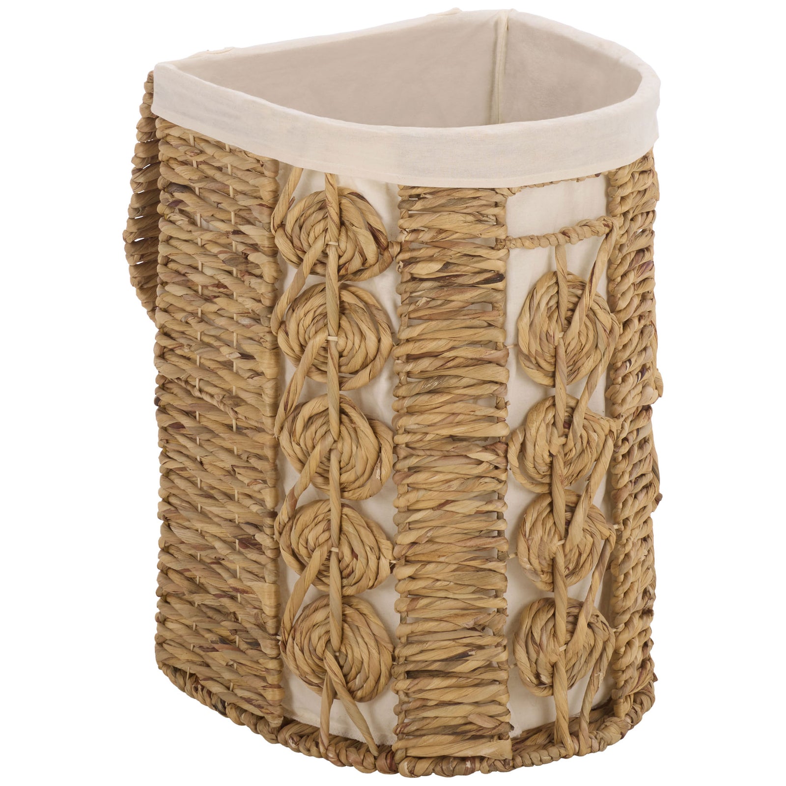 An open, linen-lined basket combines spacious storage with sculptural woven details. || STG1831A-SET2 || front_angle_partial_open_studio