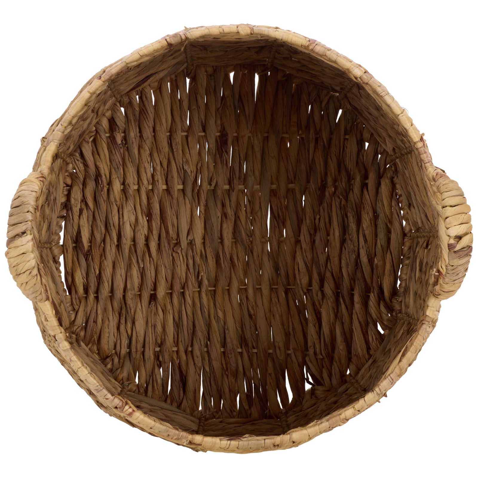 A roomy woven interior offers easy-access storage beneath a broad rim with wrapped side handles. || STG1832A-SET2 || top_partial_studio