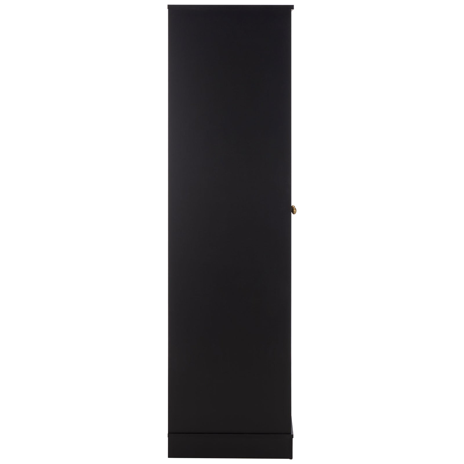 A smooth black side panel rises from a sturdy plinth to a slim overhanging top. || STG3102C-2BX || side_studio