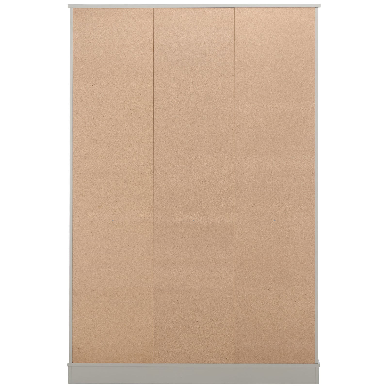 A wide tan back panel meets a light gray frame and matching plinth base. || STG3103A-3BX || back_studio