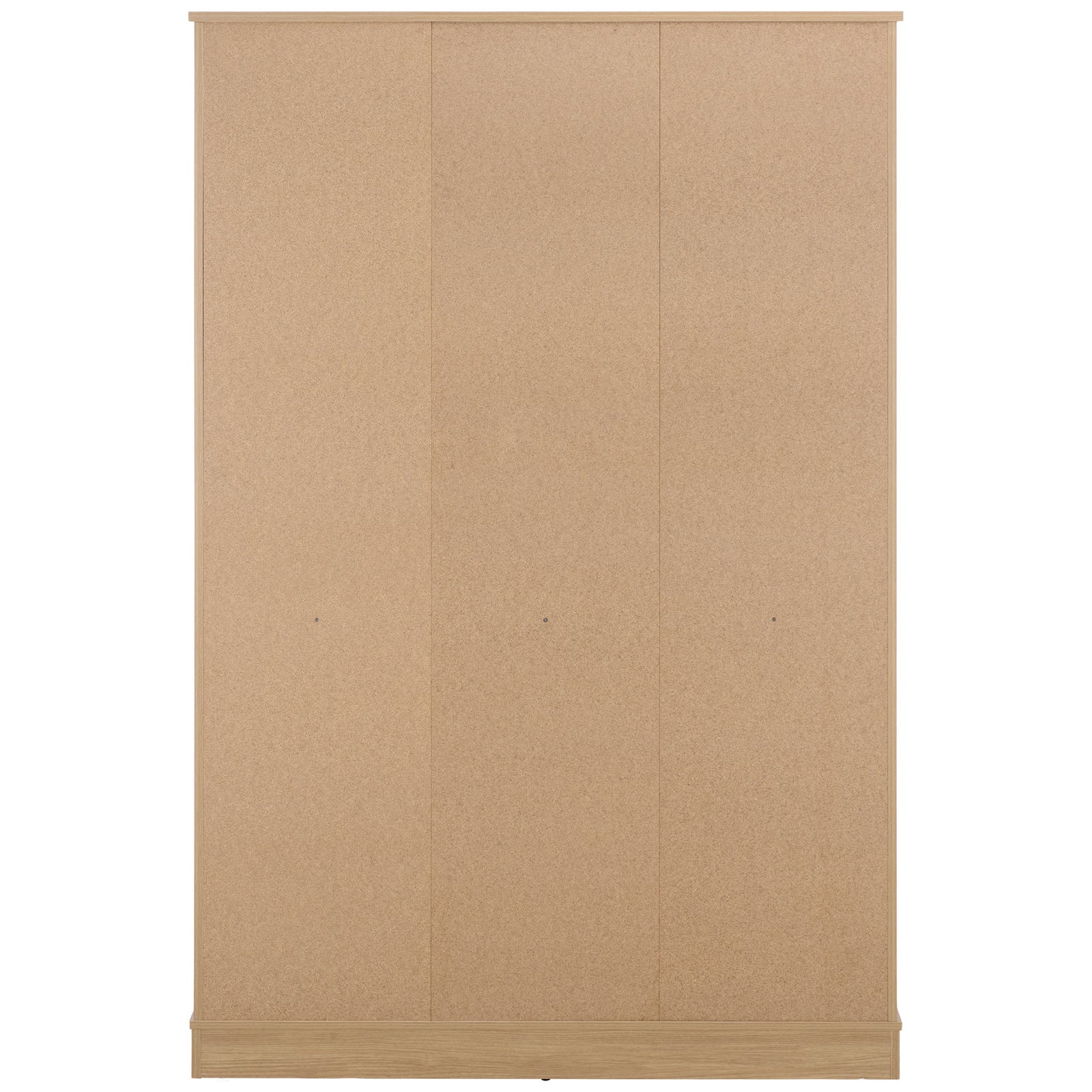 A wide tan back panel sits inside a natural wood-look frame above a matching plinth. || STG3103B-3BX || back_studio
