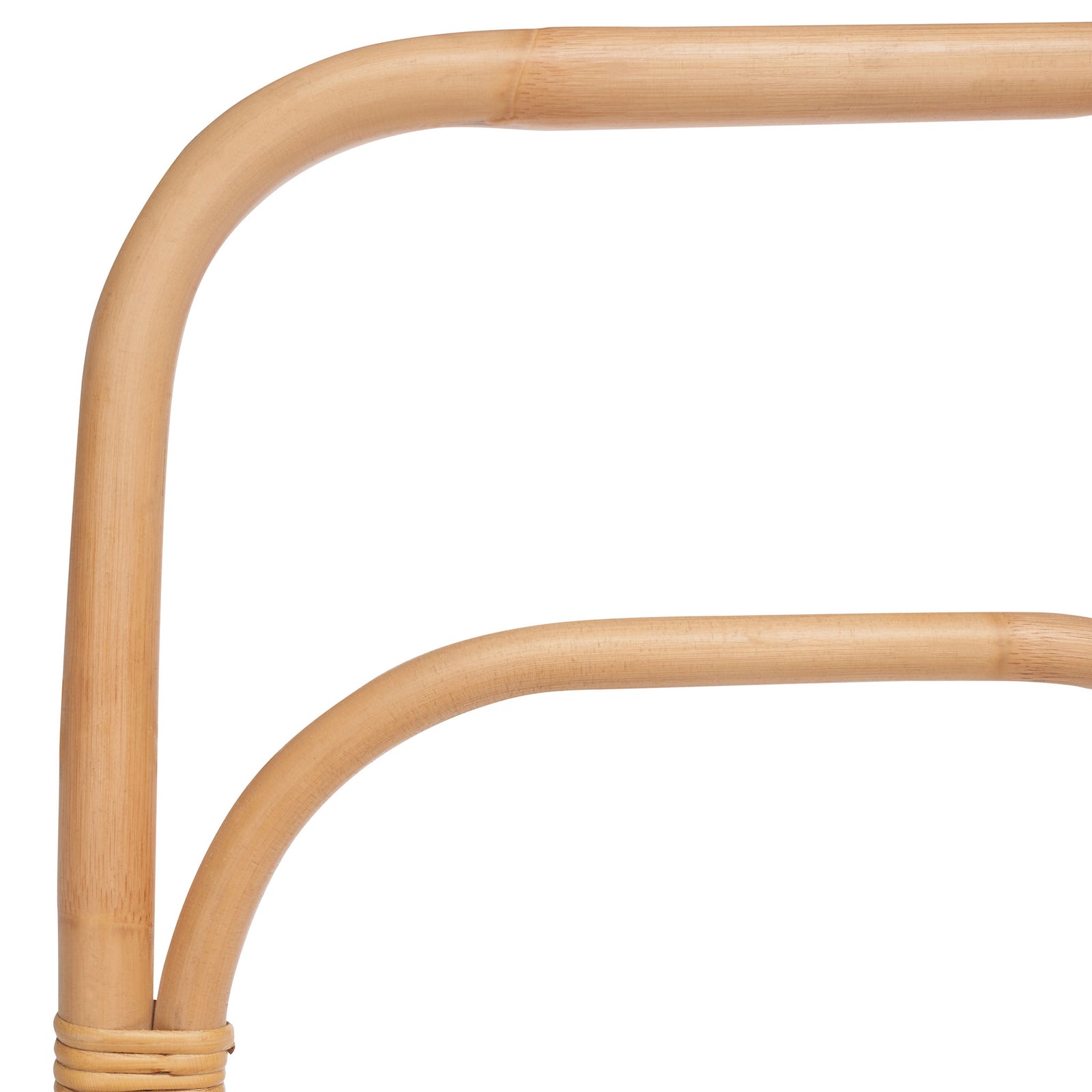 Natural rattan curves around the top rail and a neatly wrapped joint for an organic feel || STG6502A || detail_studio