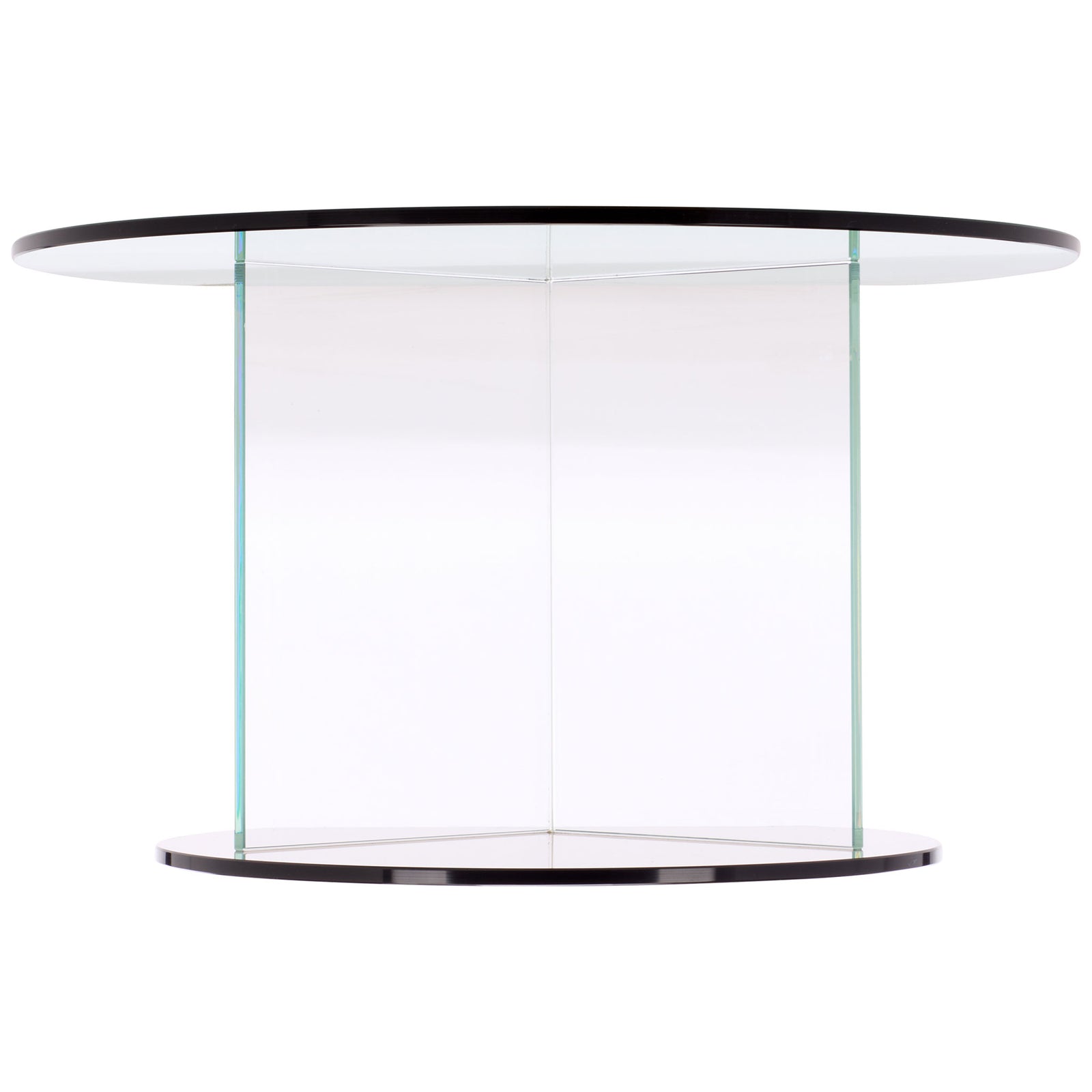 A transparent glass cradle spans the curved ends for an uncluttered, modern look. || STG7300A || top_studio