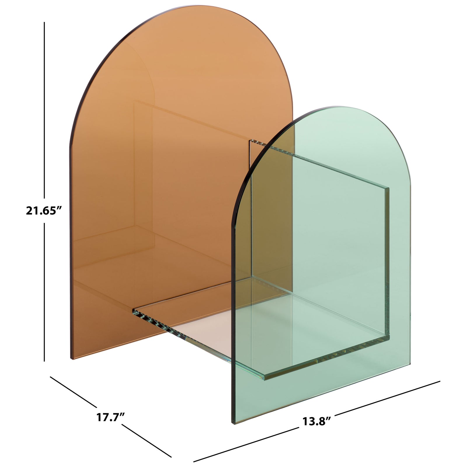 Arched glass display measures 13.8 inches wide, 17.7 inches deep, and 21.65 inches high || STG7301A || dimension_studio