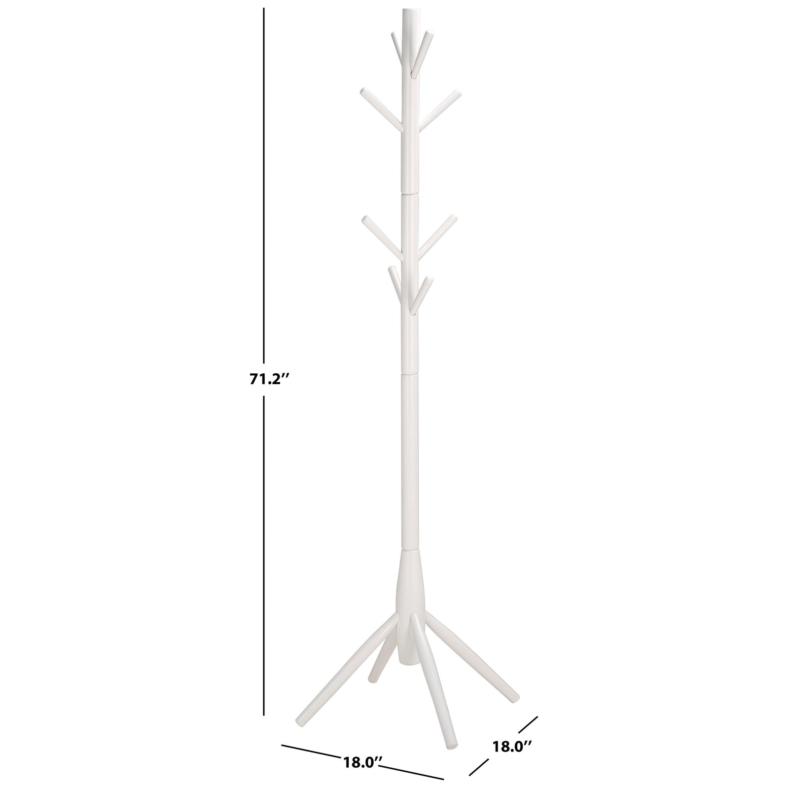 Whitewashed coat stand measures 18 inches wide and deep and 71.2 inches tall || STG8500C || dimension_studio