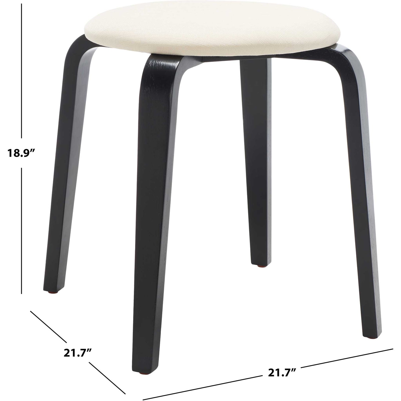 Lightweight, portable stool designed for modern spaces with durable wood frame and linen upholstery || STL1001A || dimension_studio