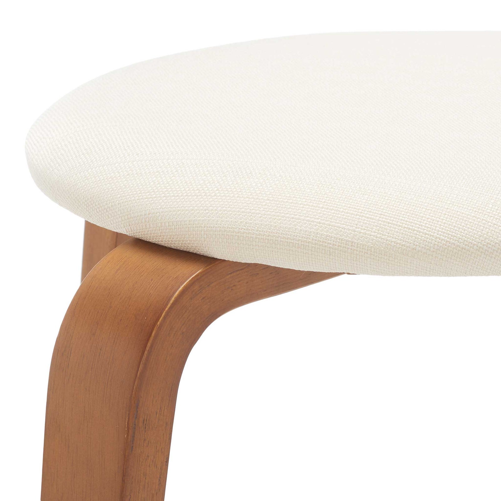 Gently textured cream linen pairs with smooth walnut bentwood joinery || STL1001B || detail_studio