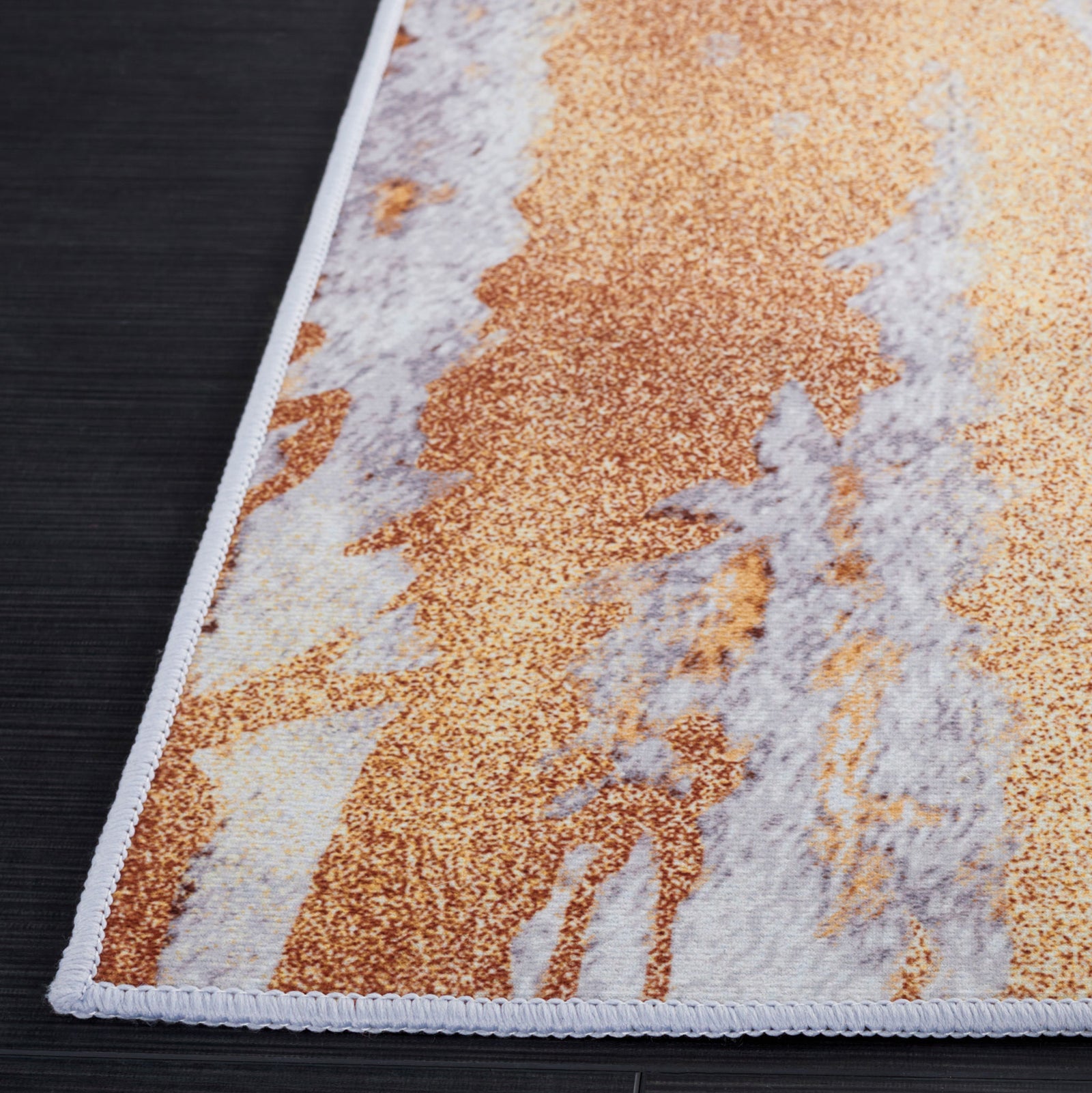 Finished edge and vivid rust accents on the softly textured gray field || TAC801P-5 || corner_studio