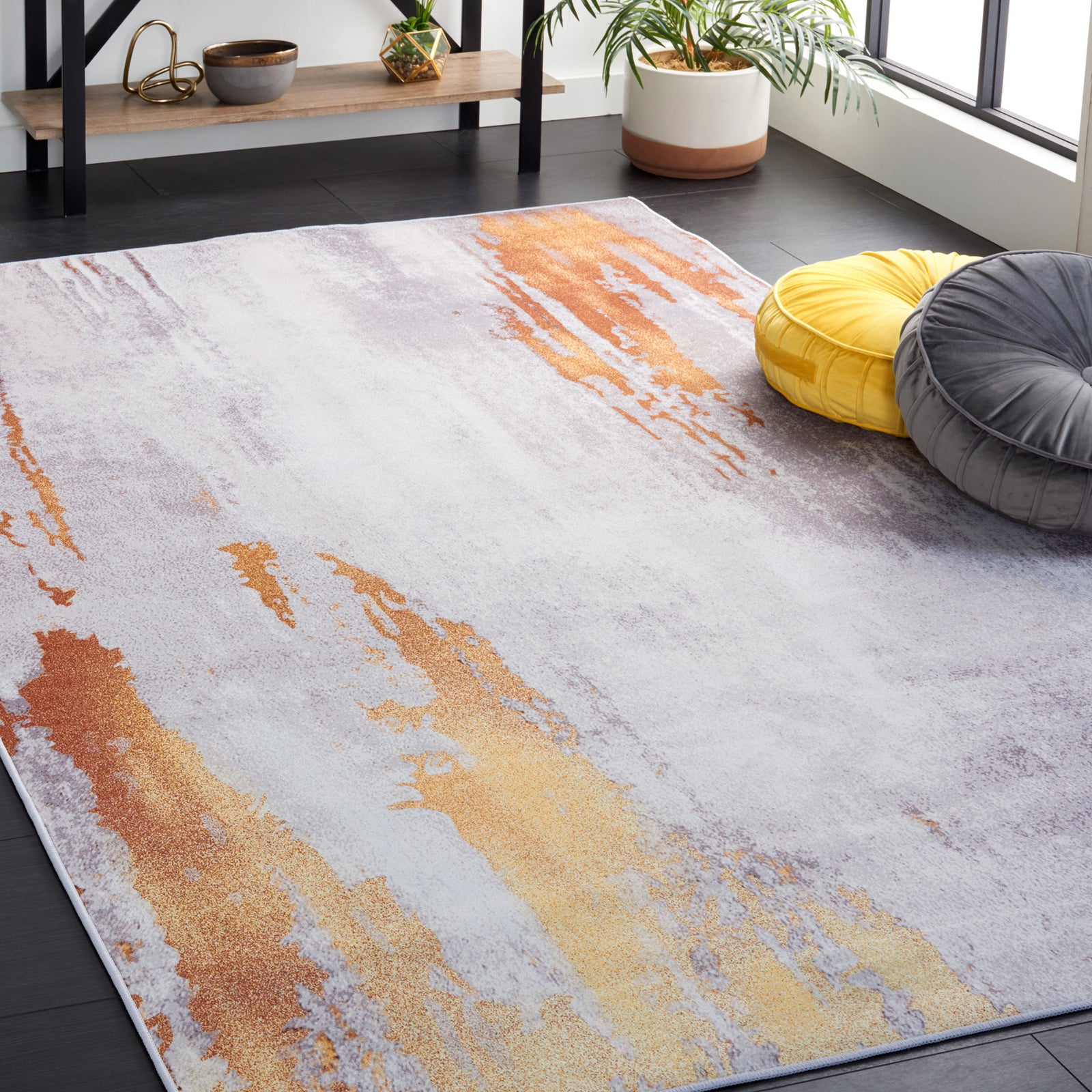 Painterly gray and rust tones bring artful dimension to any space || TAC801P-5 || front_angle_room