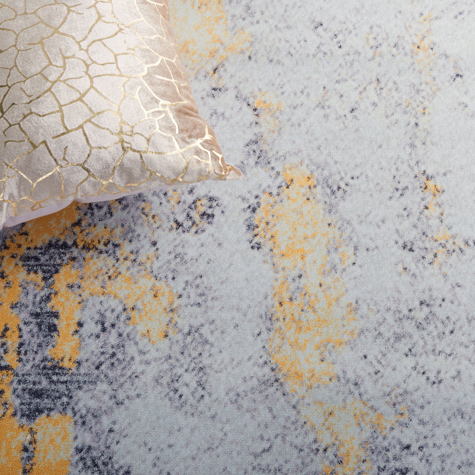 Soft gray field with golden marbling creates a luxe, artful look that complements modern decor || TAC803F-5 || detail_room