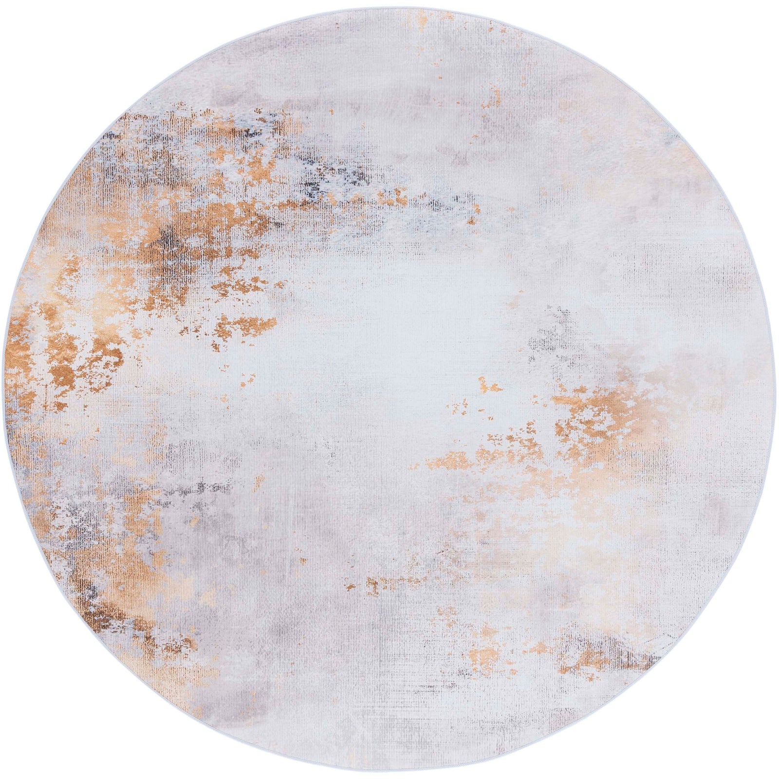 Round gray and gold abstract rug lends a light, modern look with soft low-pile texture || TAC805F-6R || top_studio