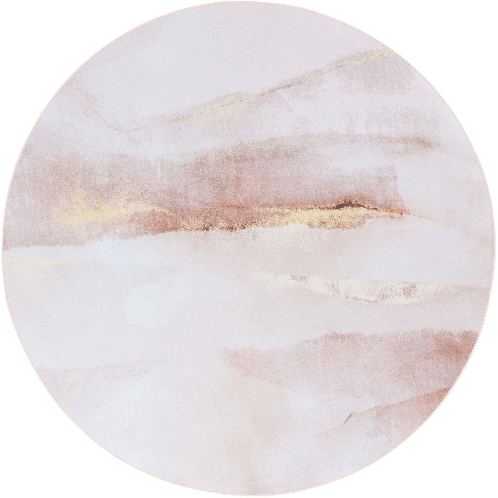 Round abstract rug in beige and gold with a soft watercolor look and airy, modern style || TAC807B-6R || top_studio
