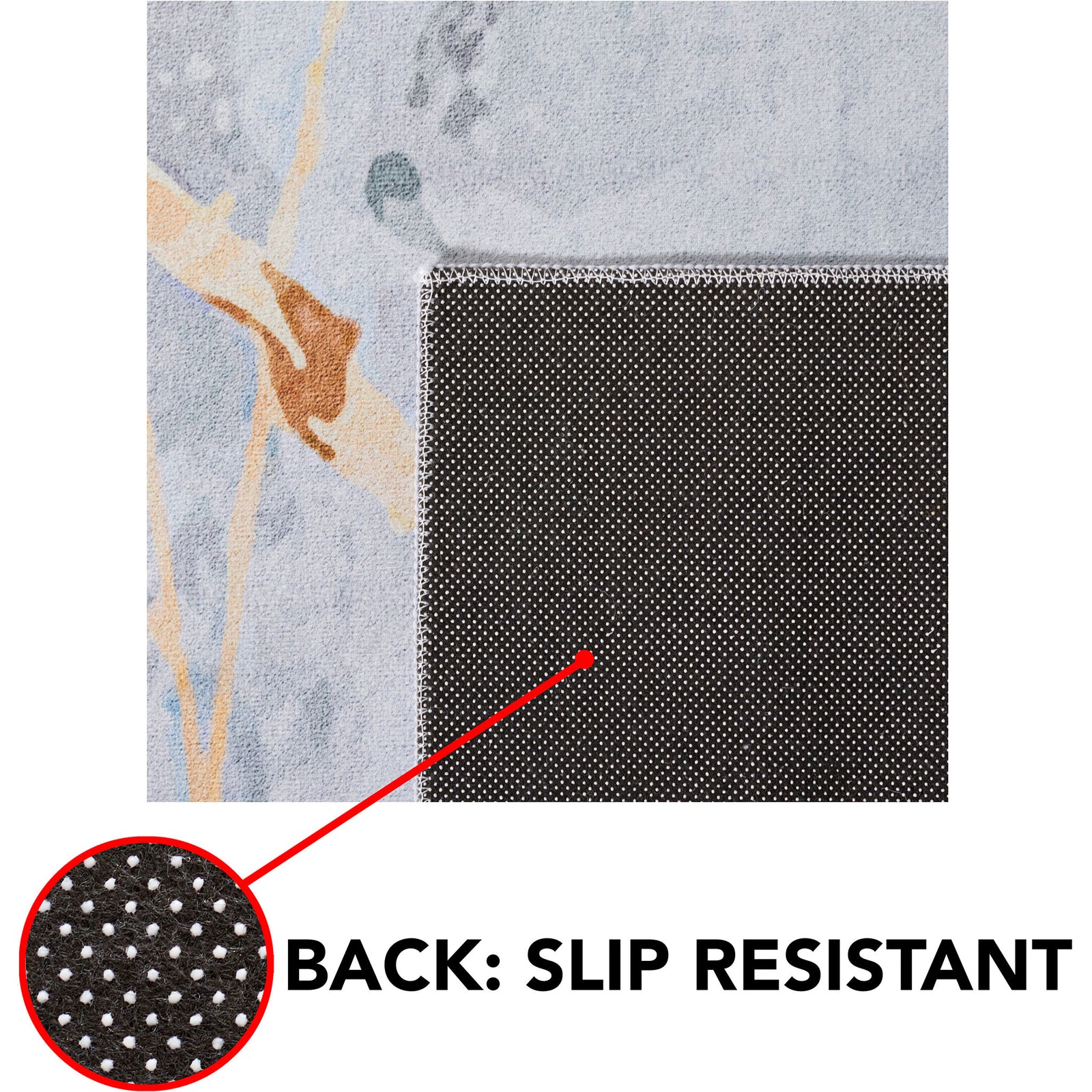 Slip-resistant dotted backing provides stable grip on floors || TAC811F-5 || callout_studio