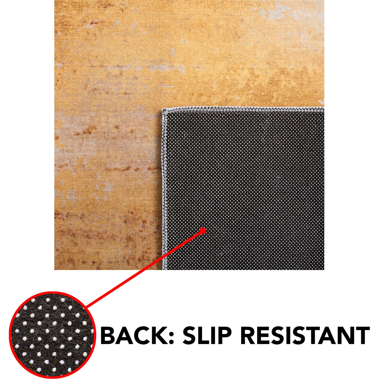Non-slip backing keeps the rug in place for everyday use || TAC813F-5 || callout_studio