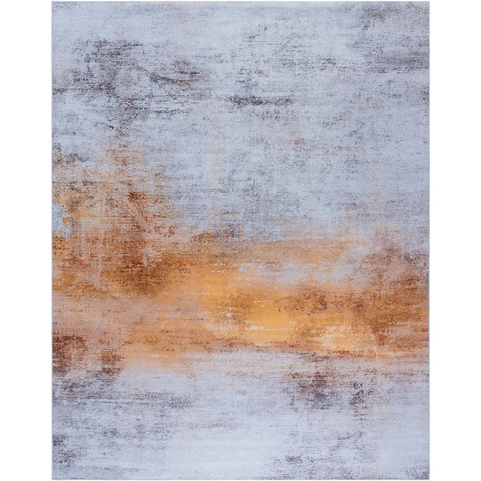Abstract gray rug with warm rust wash adds modern warmth and soft, low-profile comfort || TAC813F-8 || top_studio