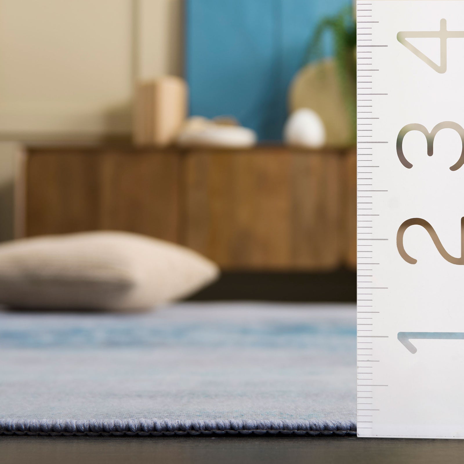Low-profile pile height shown for this soft, easy-care rug || TAC833F-5OV || dimension_room
