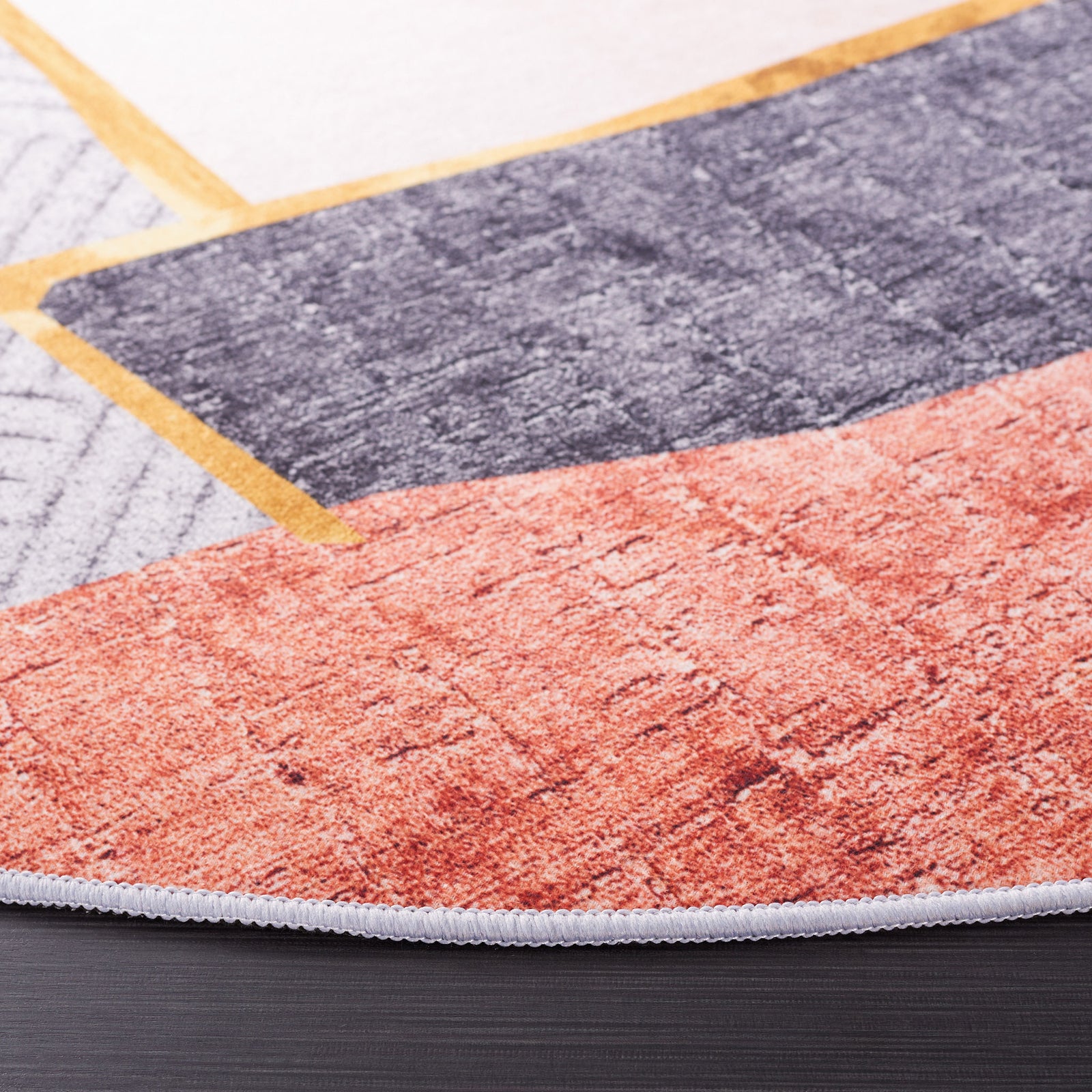 Soft low-pile texture and crisp color blocking with subtle heathering and gold trim lines || TAC834B-6R || detail_studio