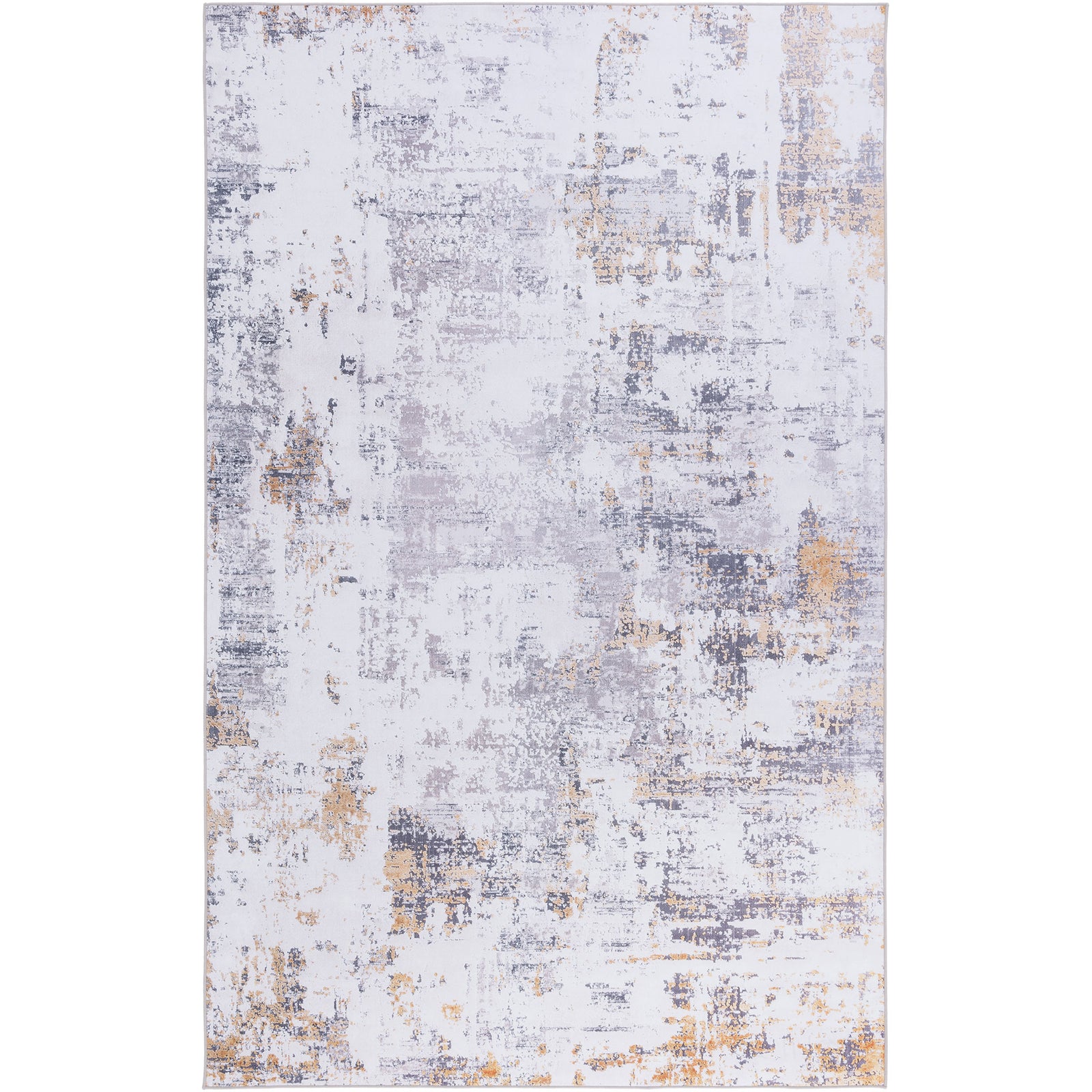 Abstract gray and gold area rug with softly distressed pattern and low-profile edge. || TAC863F-5 || top_studio